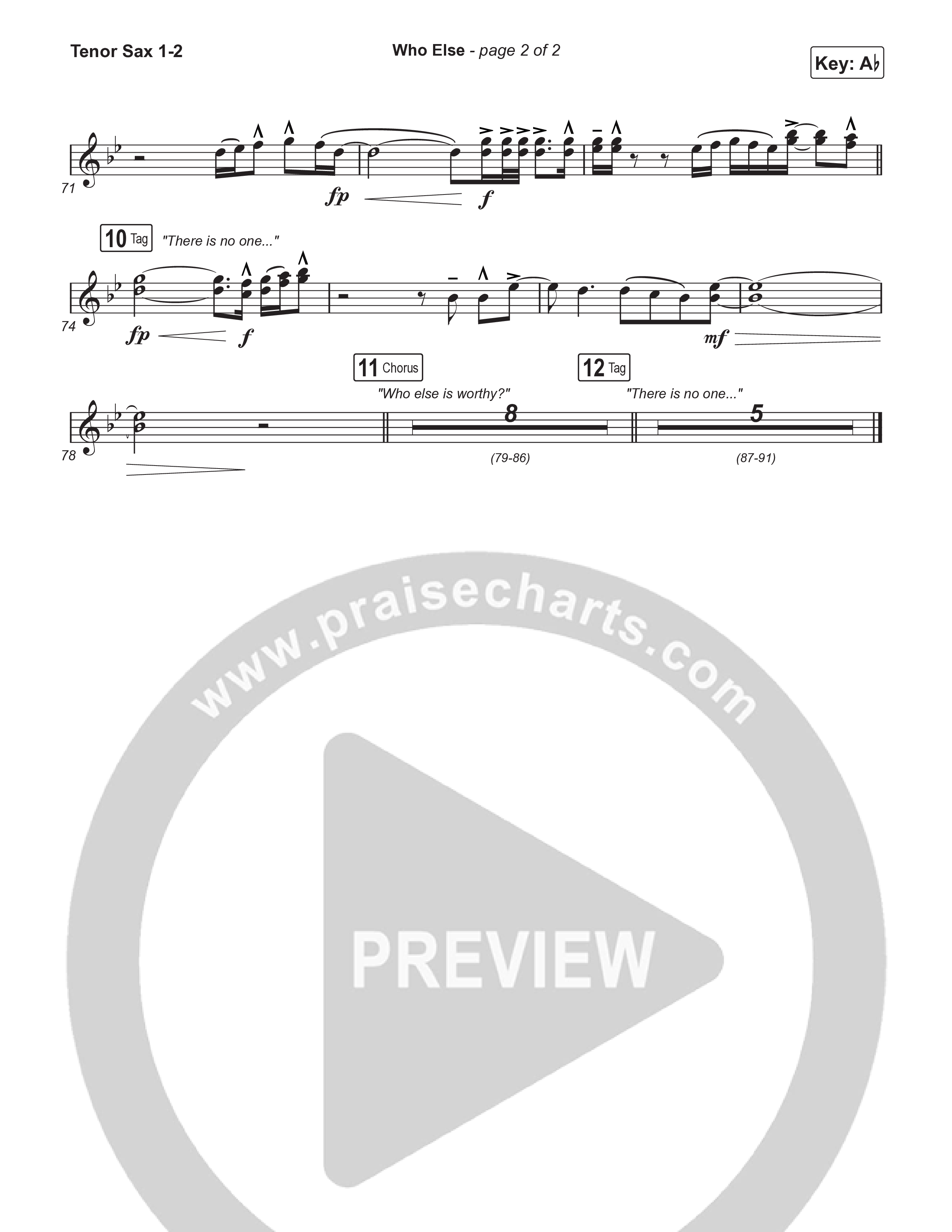 Who Else (Sing It Now) Tenor Sax 1/2 (Gateway Worship / Abbie Gamboa)