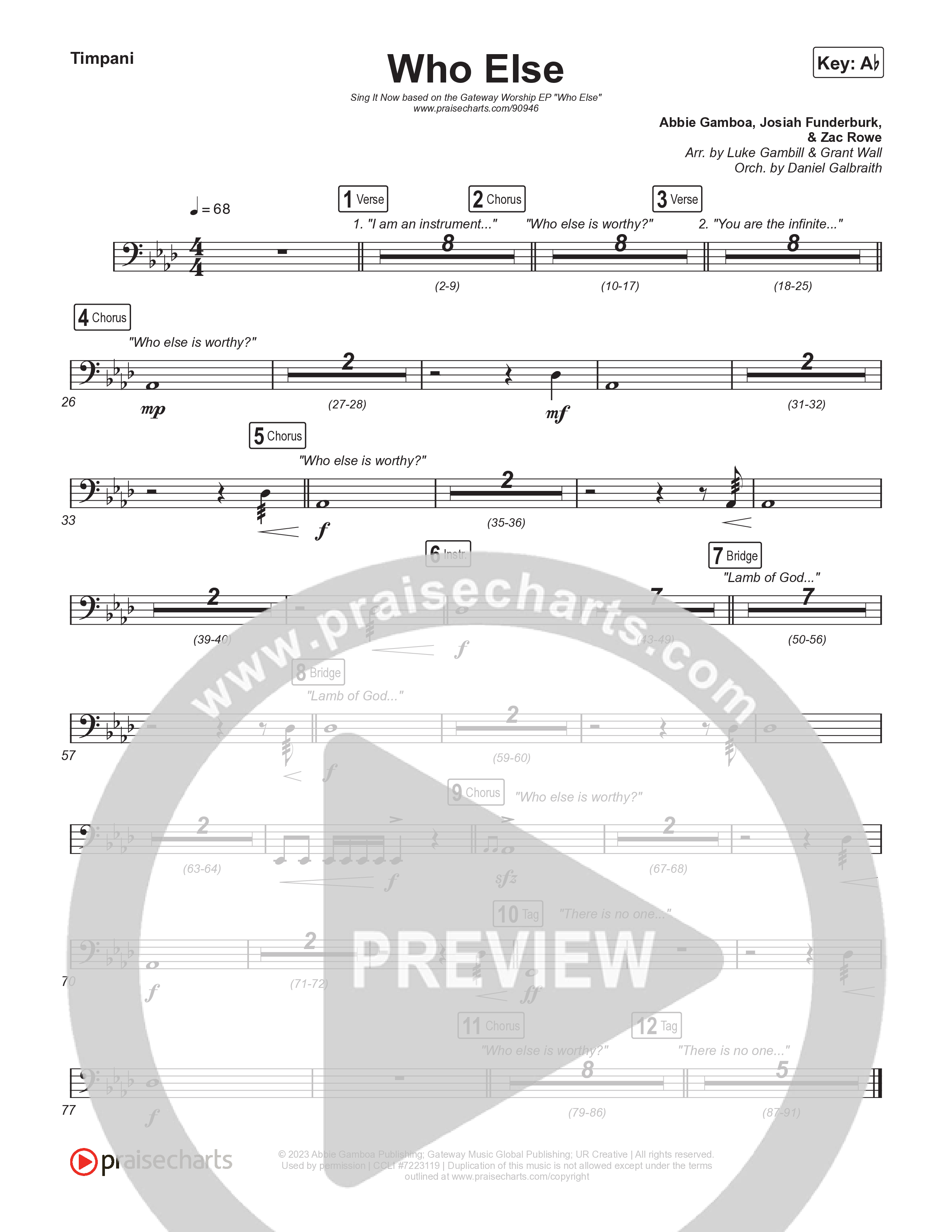 Who Else (Sing It Now) Timpani (Gateway Worship / Abbie Gamboa)