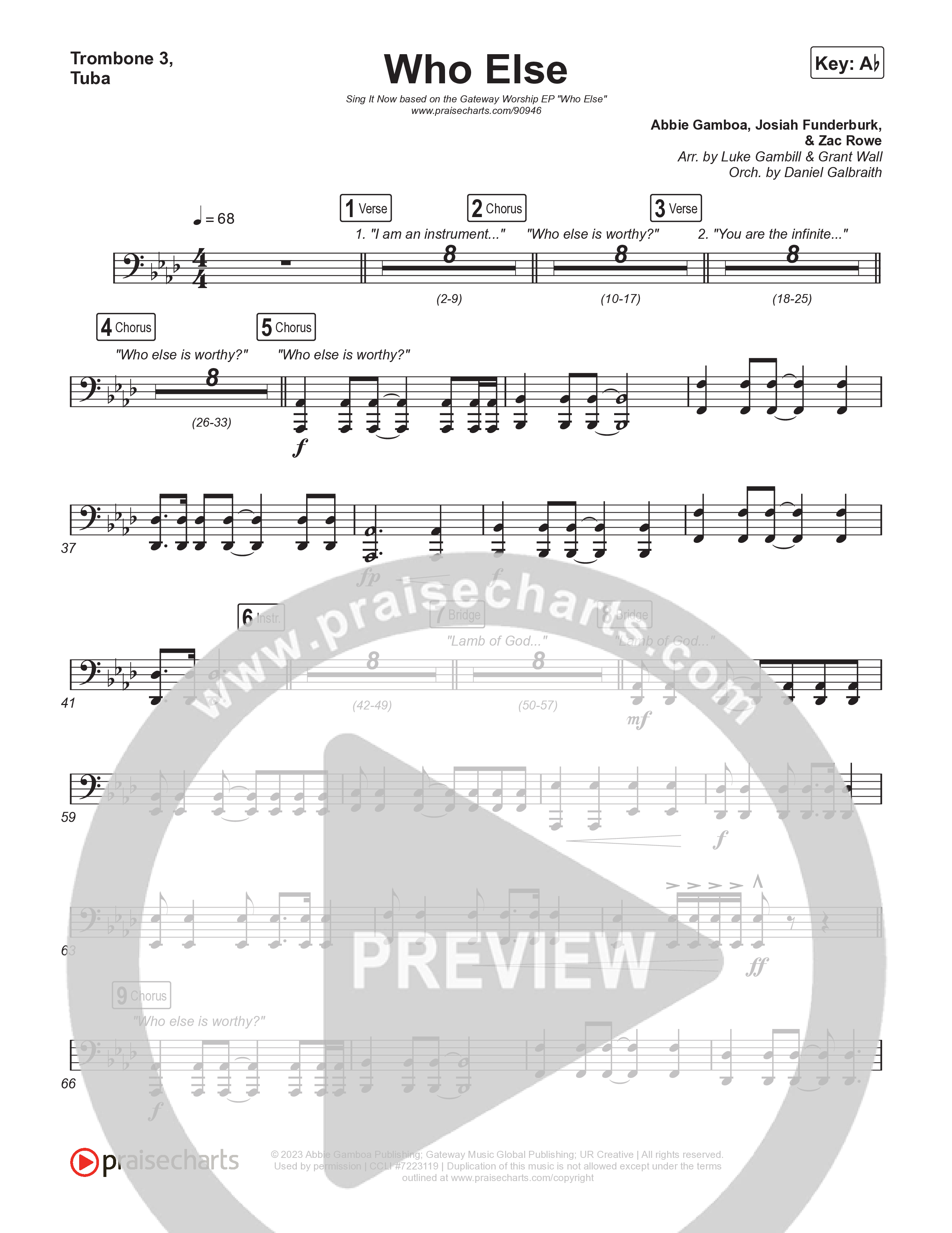 Who Else (Sing It Now) Trombone 3/Tuba (Gateway Worship / Abbie Gamboa)