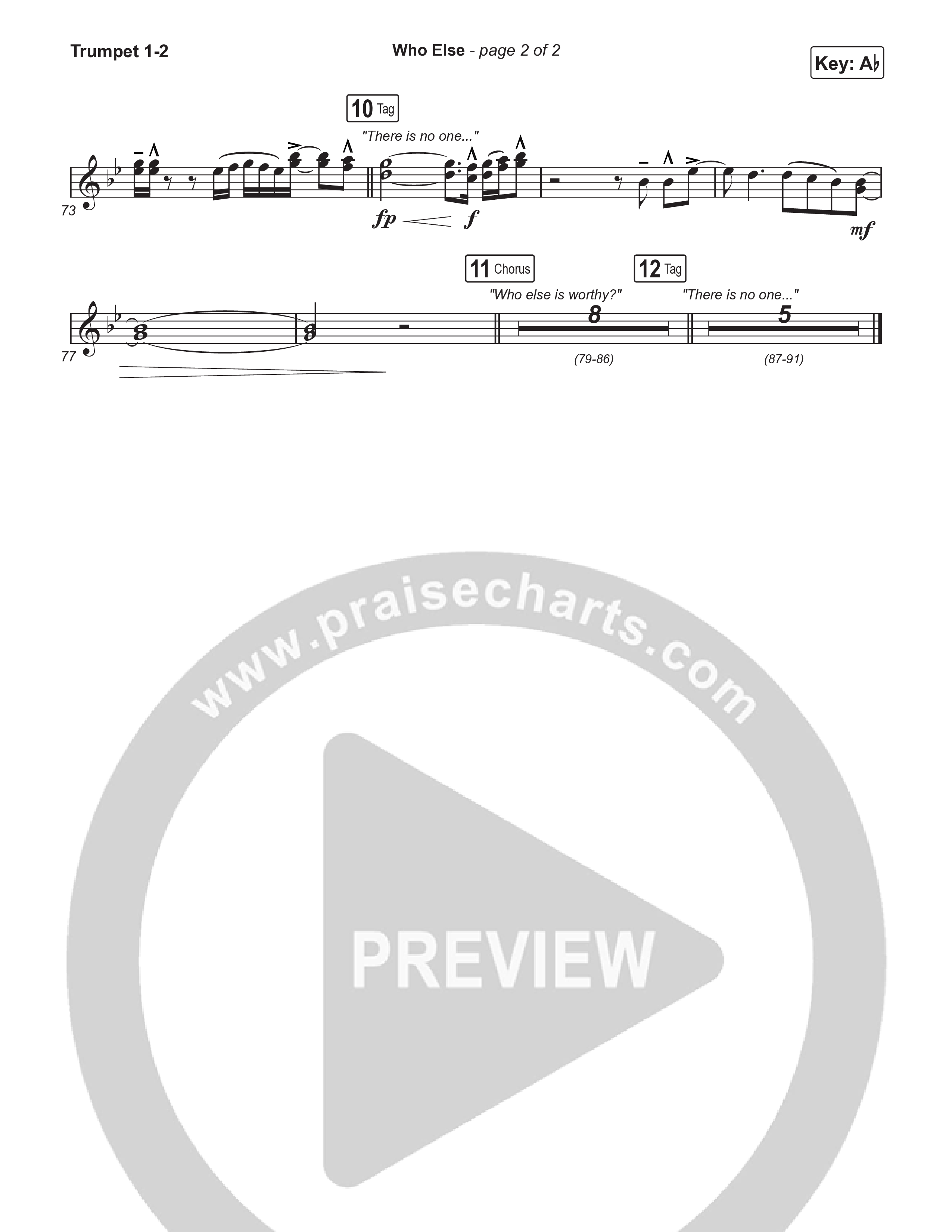 Who Else (Sing It Now) Trumpet 1,2 (Gateway Worship / Abbie Gamboa)