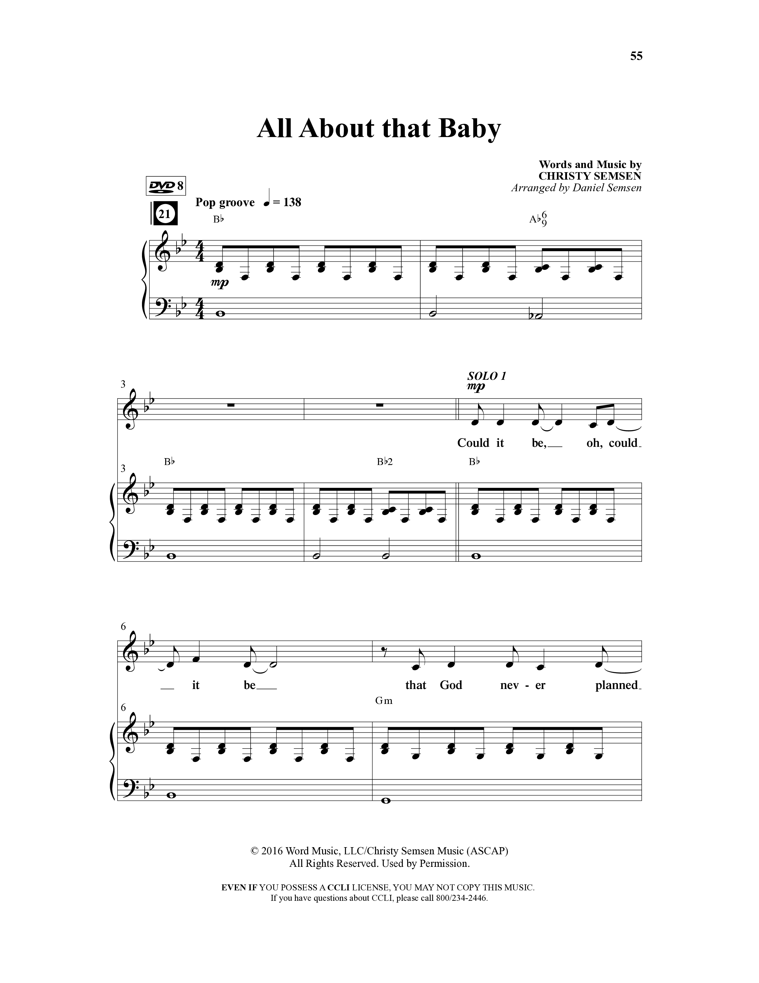 All About That Baby (14 Song Choral Collection) Song 7 (Piano SATB) (Arr. Daniel Semsen)