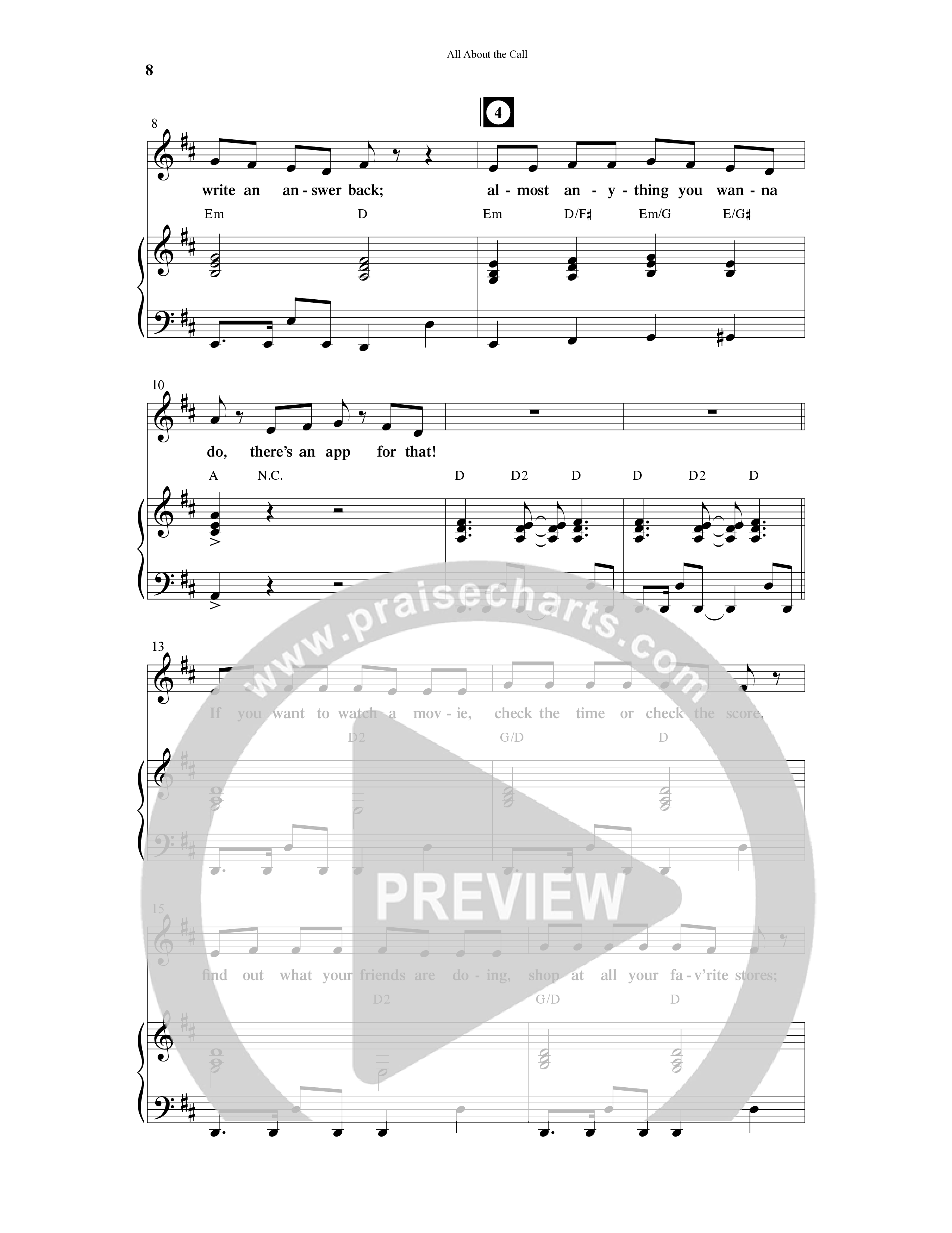 All About The Call (6 Song Choral Collection) Song 2 (Piano SATB) (Arr. Ali Carlson)
