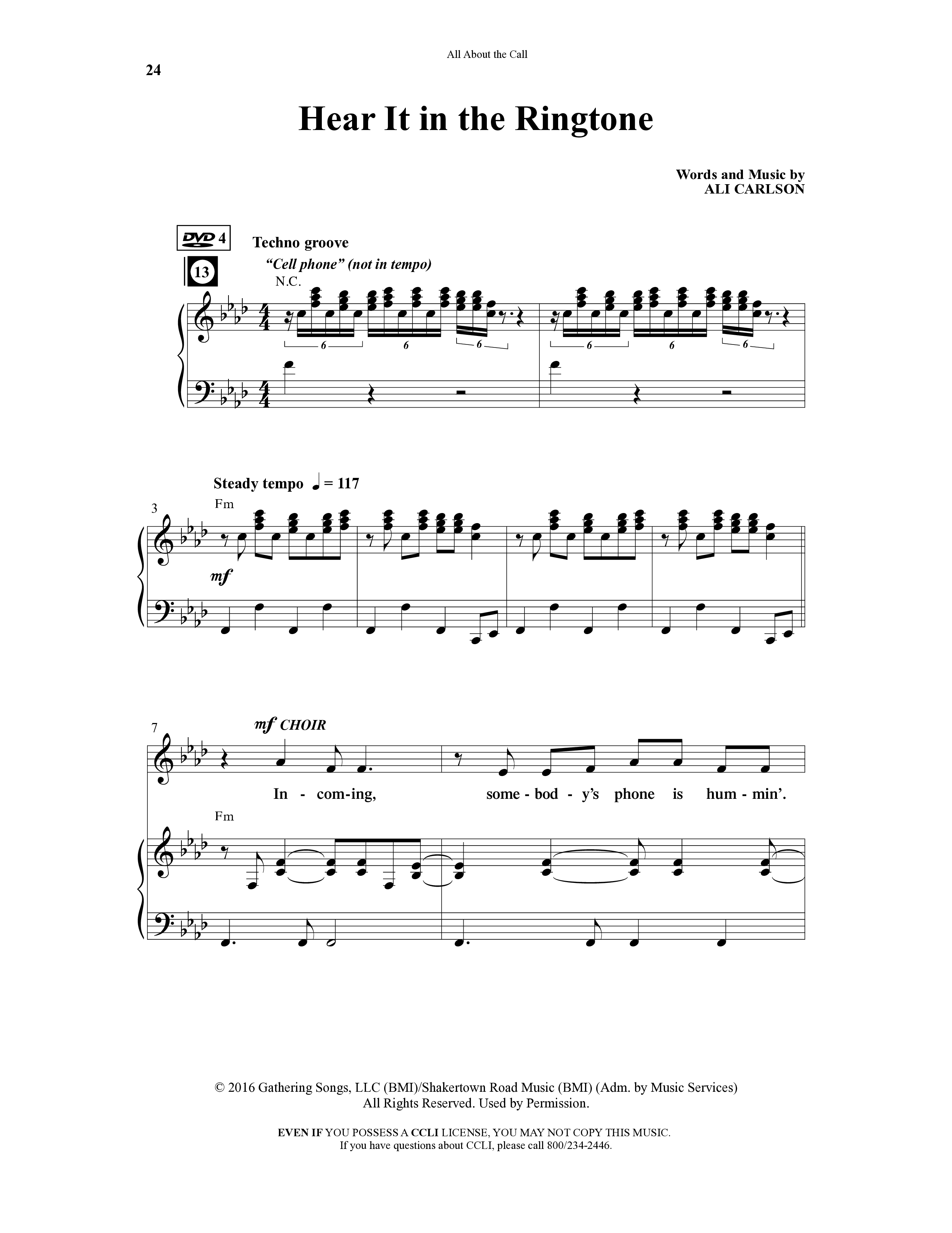 All About The Call (6 Song Choral Collection) Song 4 (Piano SATB) (Arr. Ali Carlson)