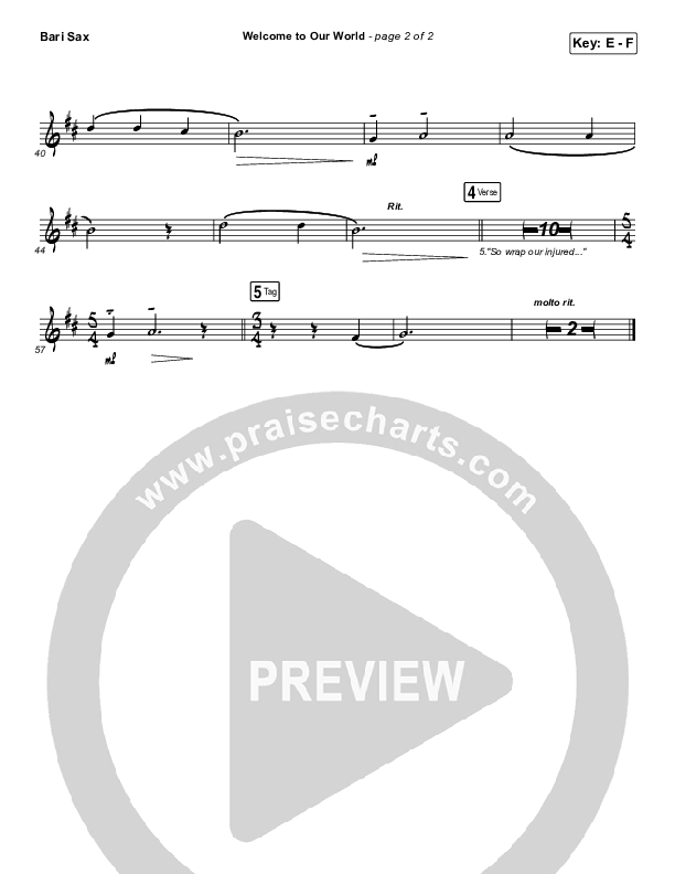 Welcome To Our World Bari Sax (Chris Rice)