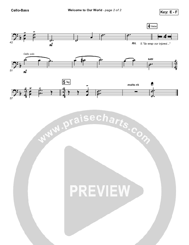 Welcome To Our World Cello/Bass (Chris Rice)