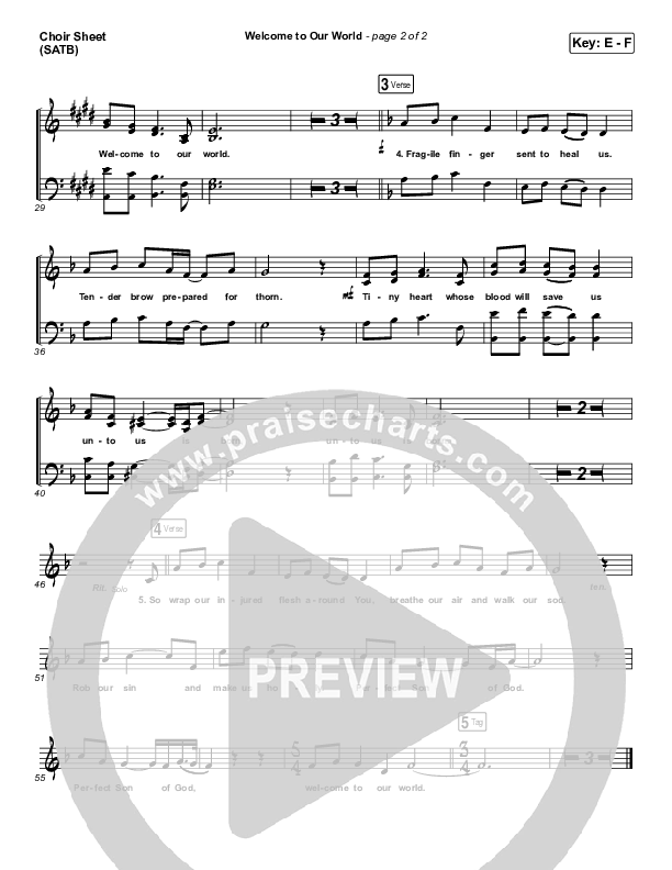 Welcome To Our World Choir Sheet (SATB) (Chris Rice)