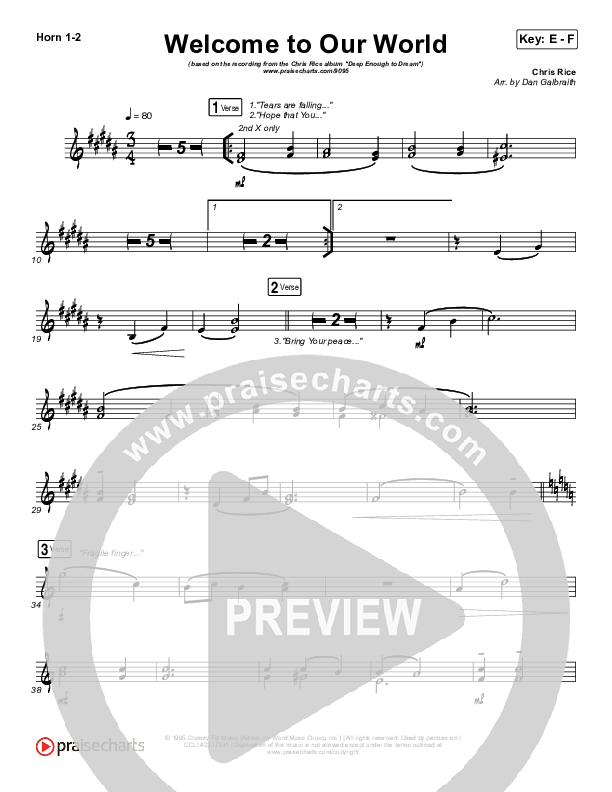 Welcome To Our World Brass Pack (Chris Rice)