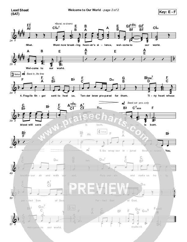 Welcome To Our World Lead Sheet (SAT) (Chris Rice)
