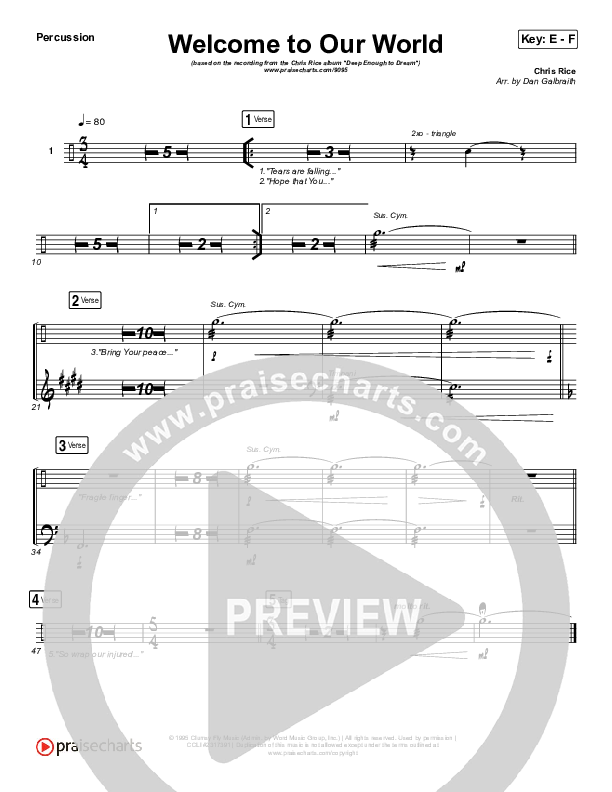 Welcome To Our World Percussion (Chris Rice)