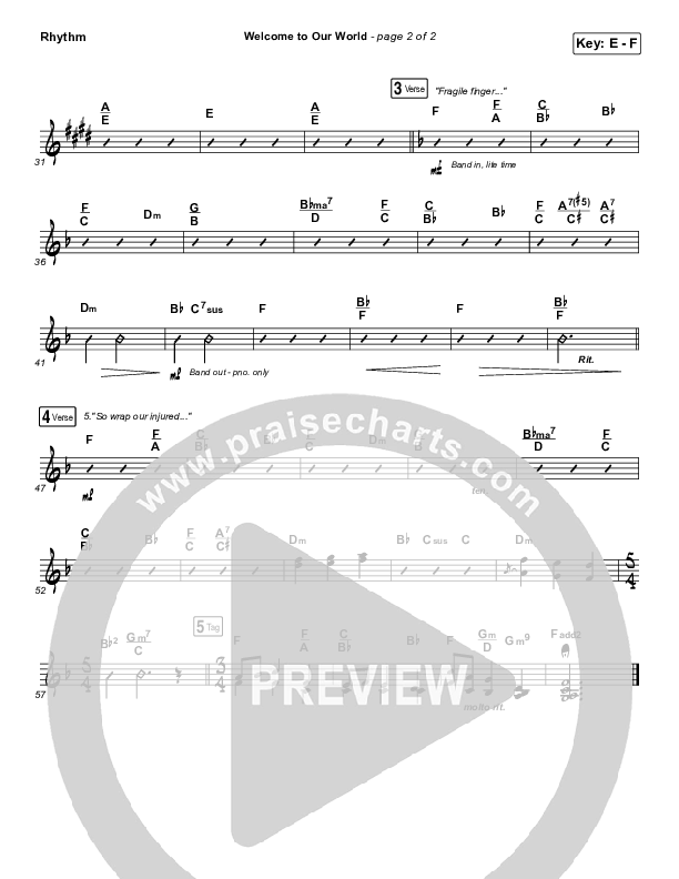 Welcome To Our World Rhythm Chart (Chris Rice)