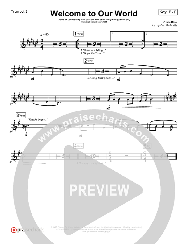 Welcome To Our World Trumpet 3 (Chris Rice)
