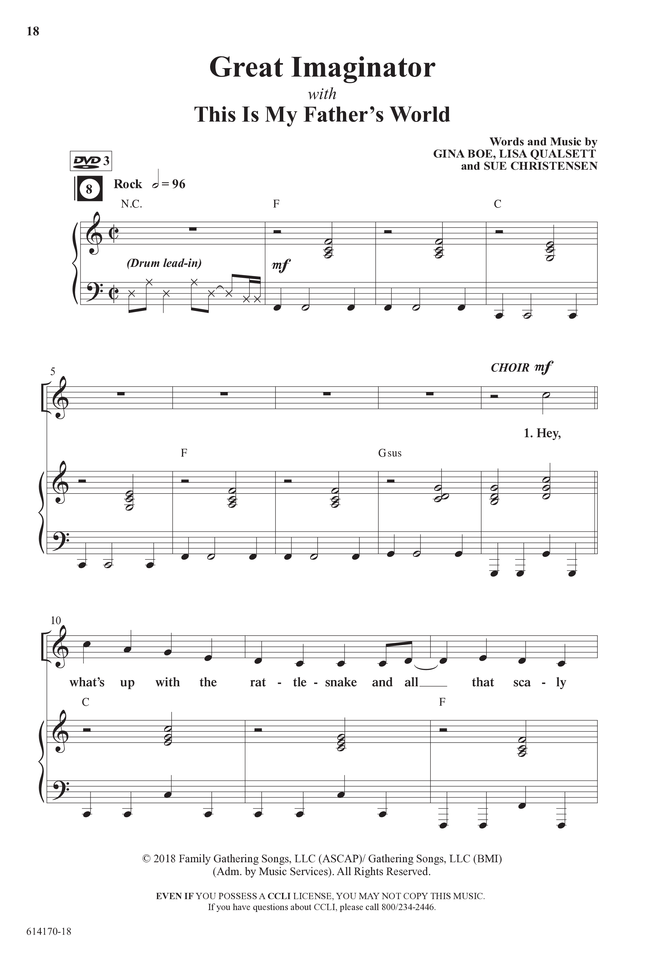 The Big Bible Idea Group (7 Song Choral Collection) Song 3 (Piano SATB) (Arr. Gina Boe)