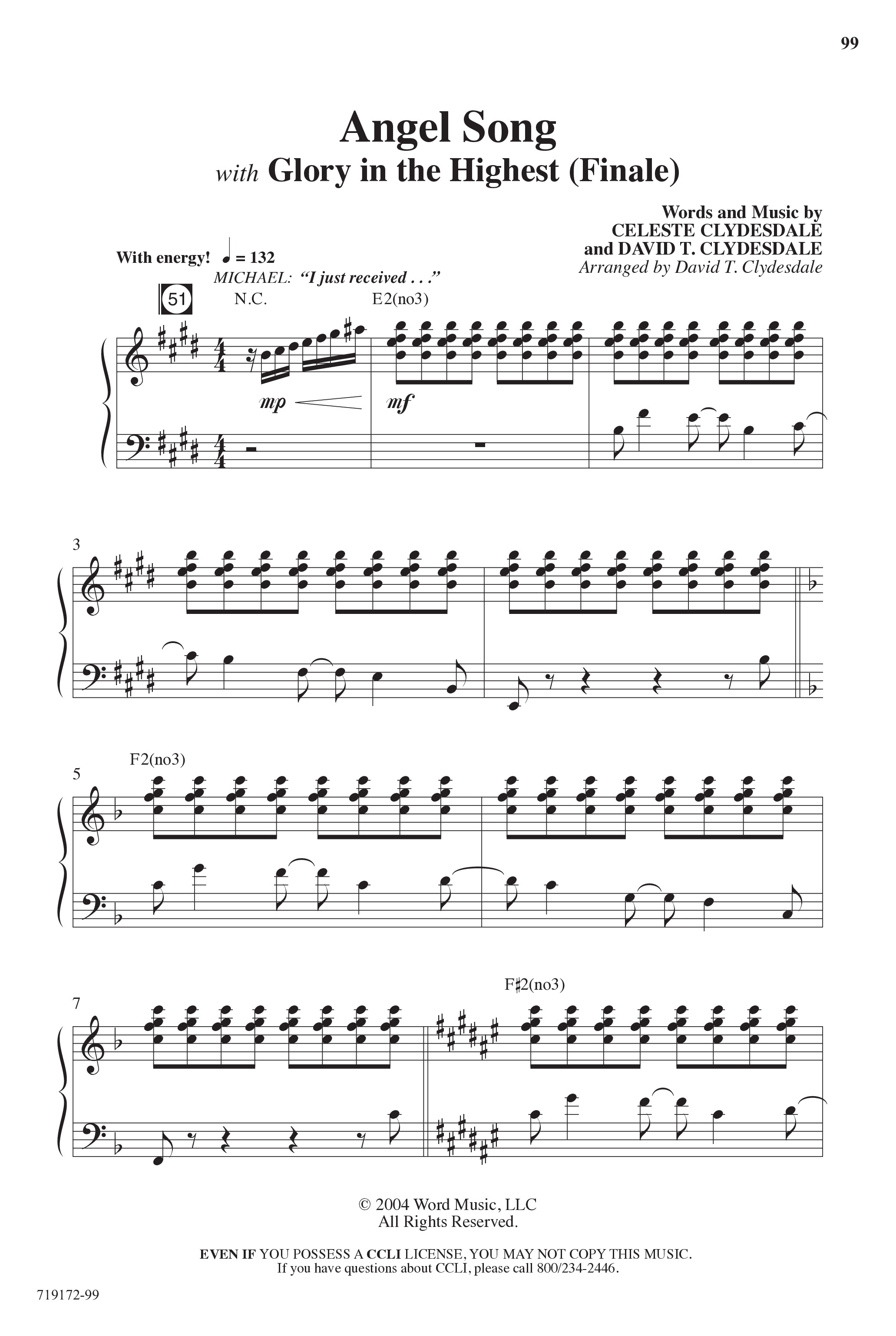 Angel Alert (11 Song Choral Collection) Song 10 (Piano SATB) (Arr. David Clydesdale)