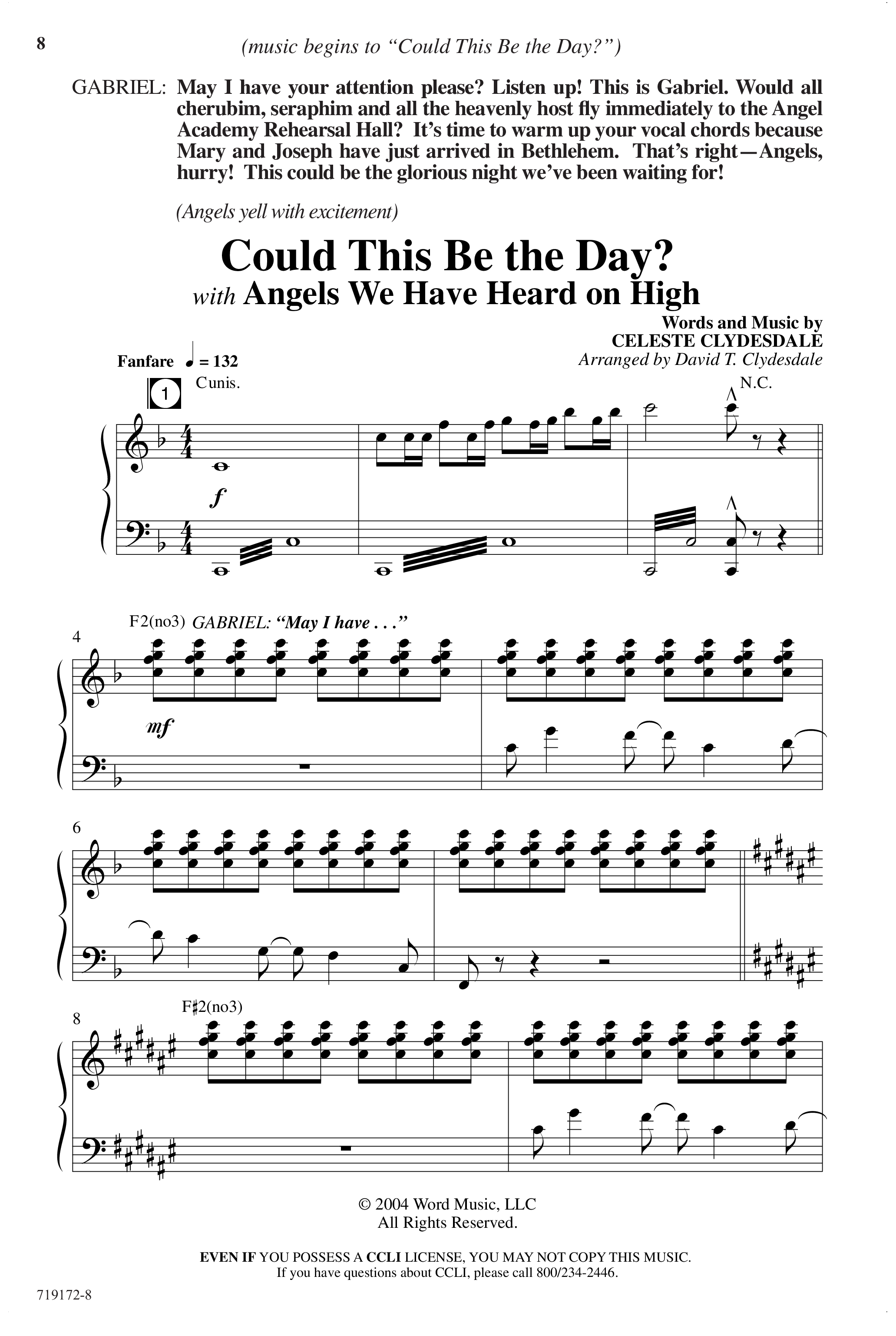 Angel Alert (11 Song Choral Collection) Song 1 (Piano SATB) (Arr. David Clydesdale)