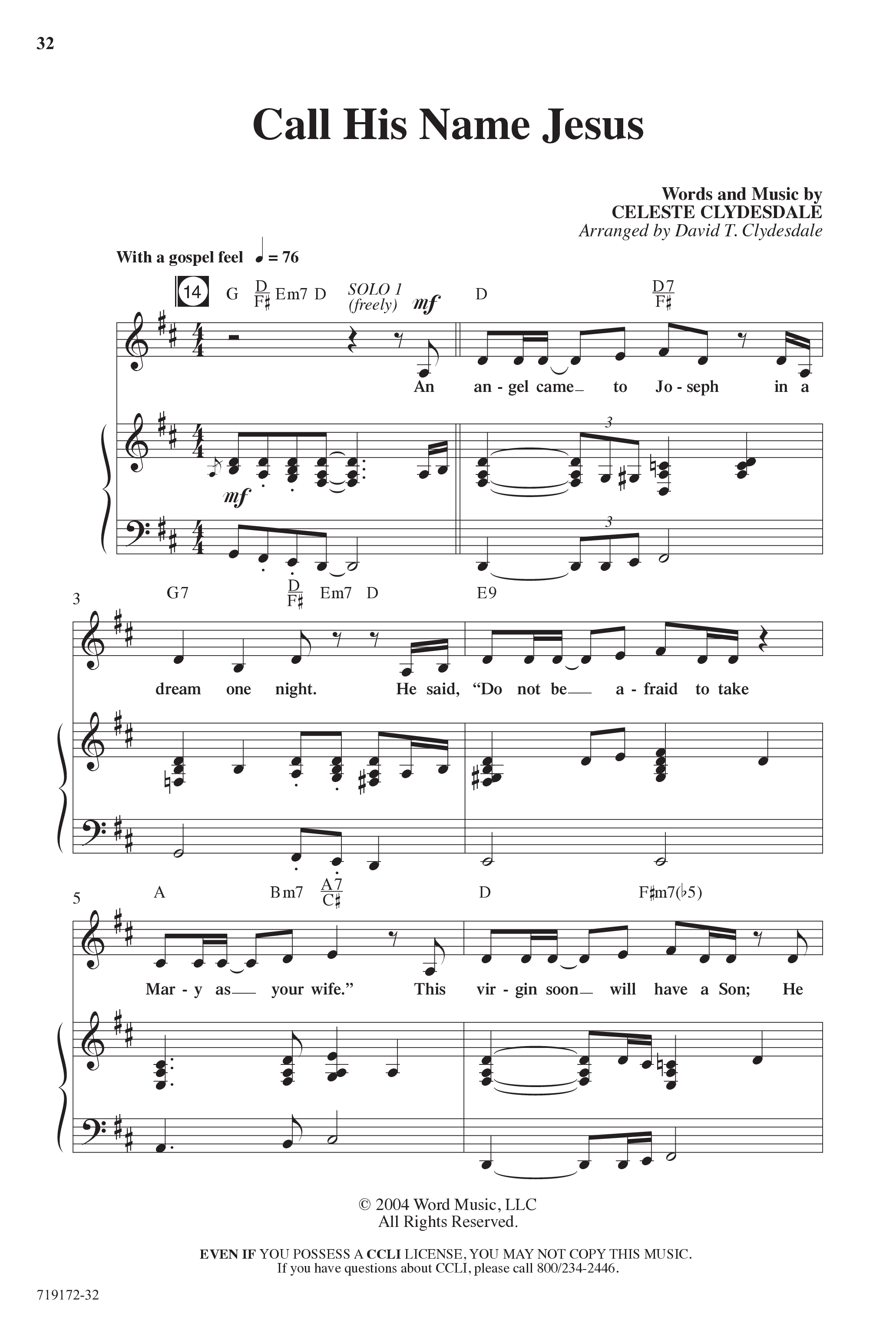 Angel Alert (11 Song Choral Collection) Song 3 (Piano SATB) (Arr. David Clydesdale)