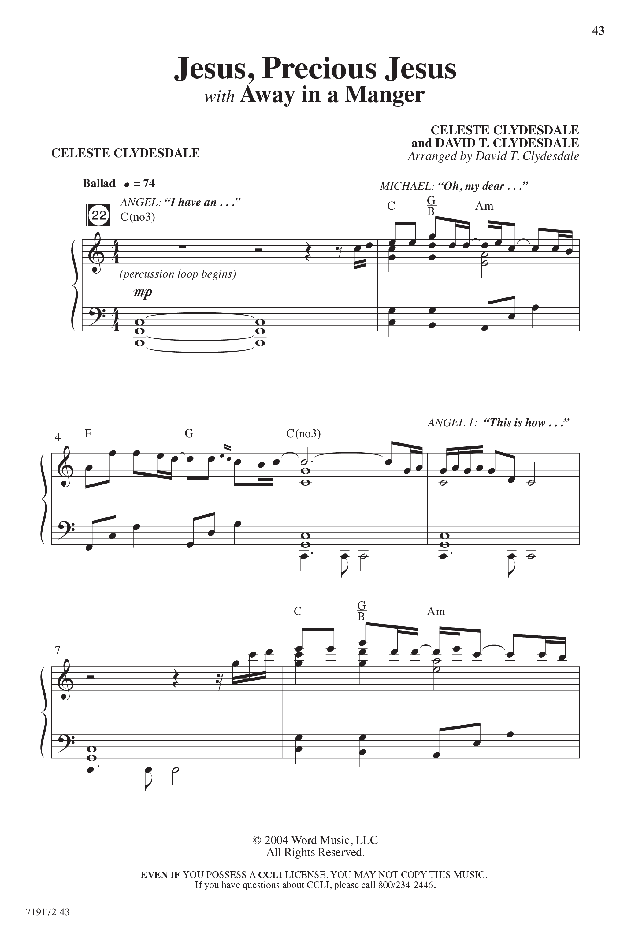 Angel Alert (11 Song Choral Collection) Song 4 (Piano SATB) (Arr. David Clydesdale)