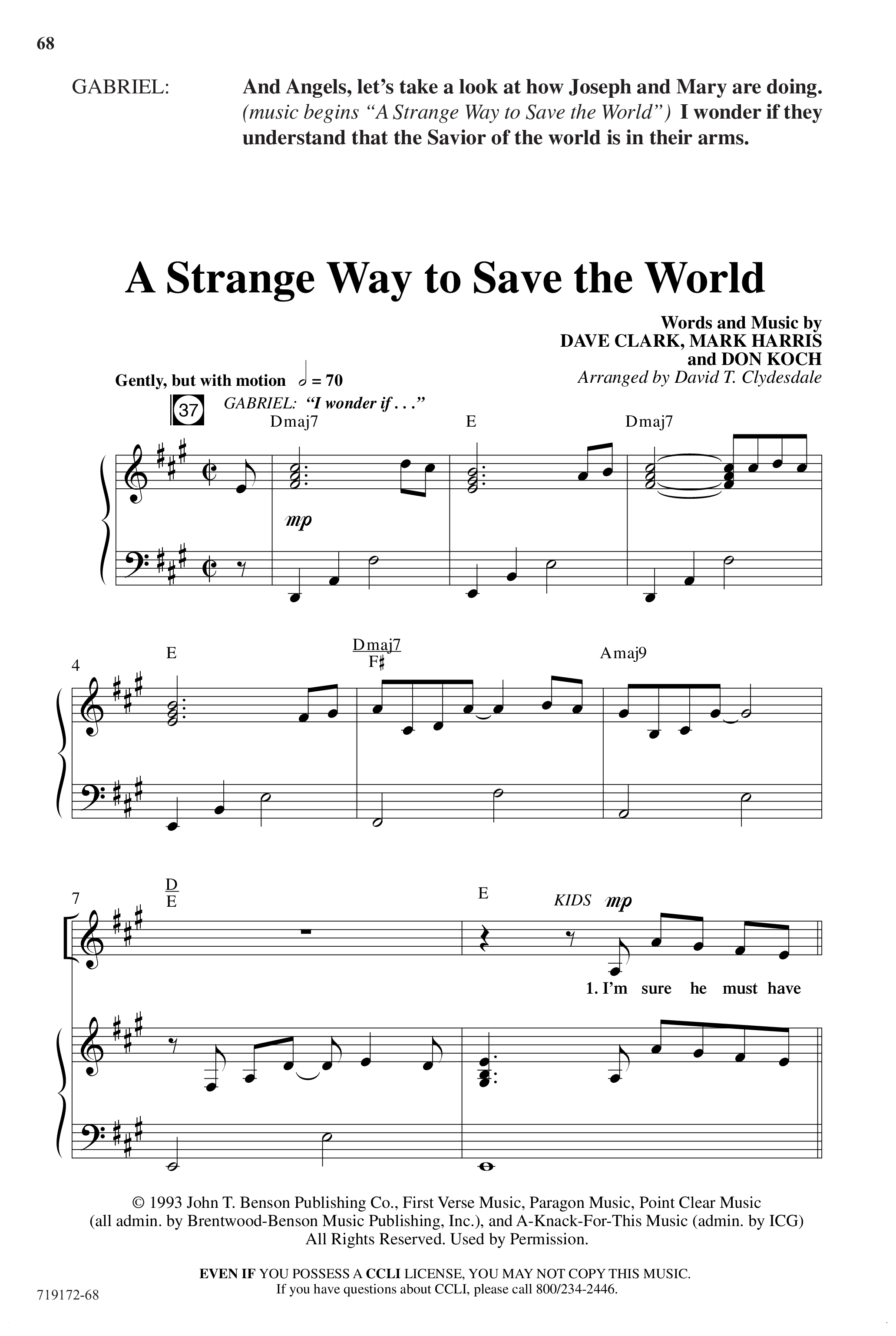 Angel Alert (11 Song Choral Collection) Song 7 (Piano SATB) (Arr. David Clydesdale)