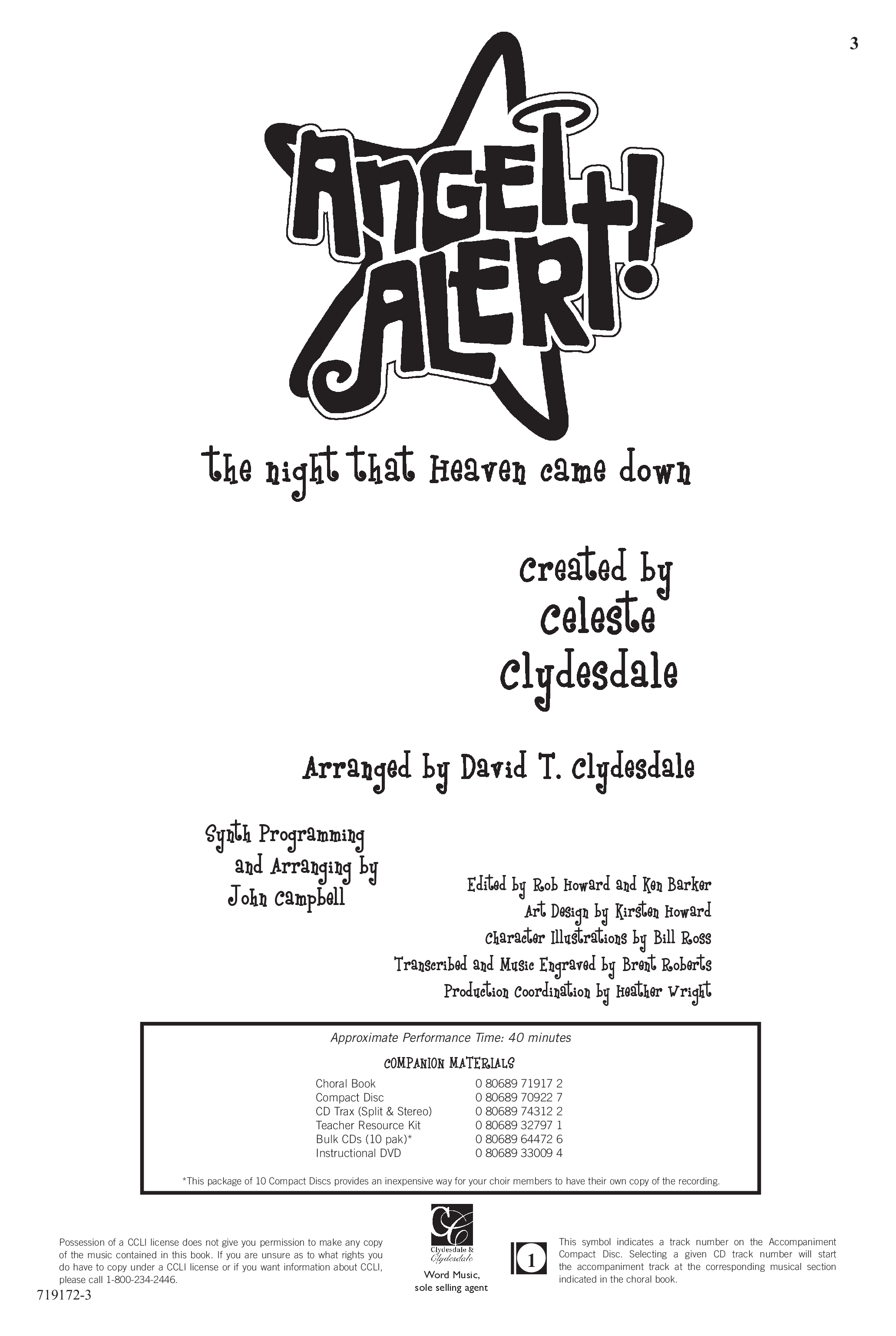 Angel Alert (11 Song Choral Collection) Choral Book (Arr. David Clydesdale)