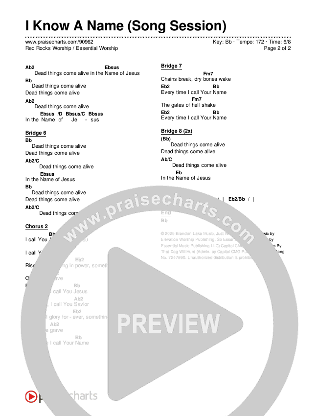 I Know A Name (Song Session) Chords & Lyrics (Essential Worship / Red Rocks Worship)