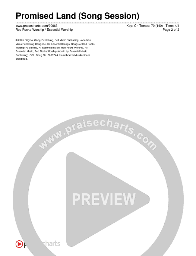 Promised Land (Song Session) Chords & Lyrics (Essential Worship / Red Rocks Worship)