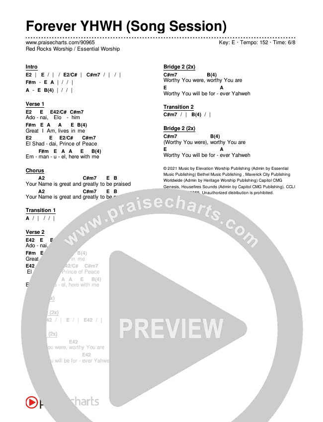 Forever YHWH (Song Session) Chords & Lyrics (Essential Worship / Red Rocks Worship)