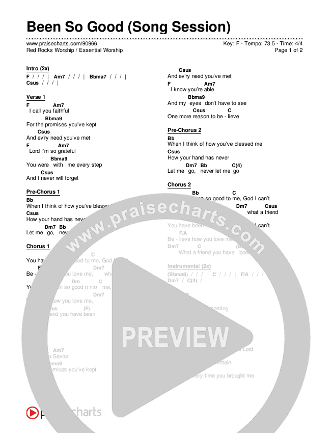 Been So Good (Song Session) Chords & Lyrics (Essential Worship / Red Rocks Worship)