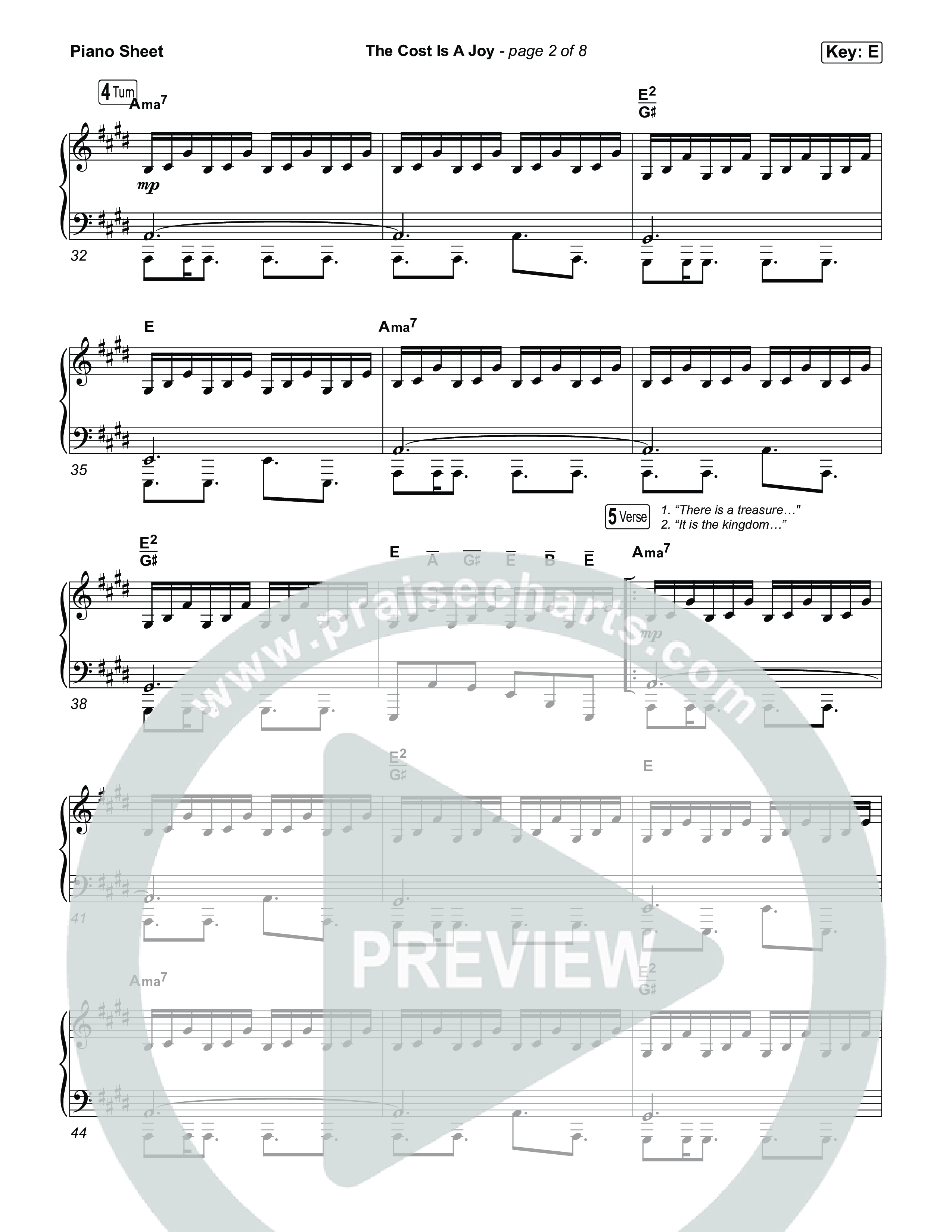 The Cost Is A Joy Piano Sheet (SEU Worship)