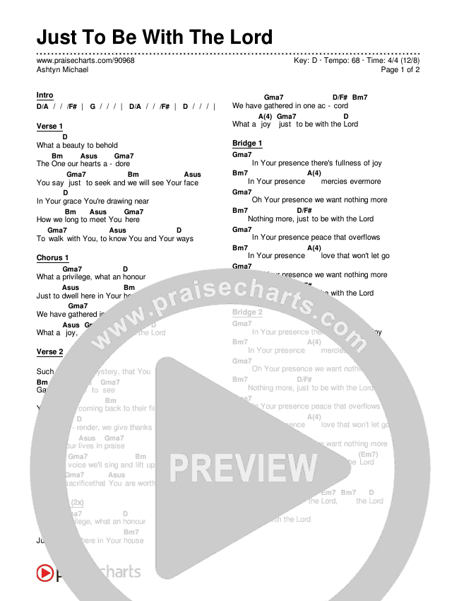 Just To Be With The Lord Chords & Lyrics (Ashtyn Michael)