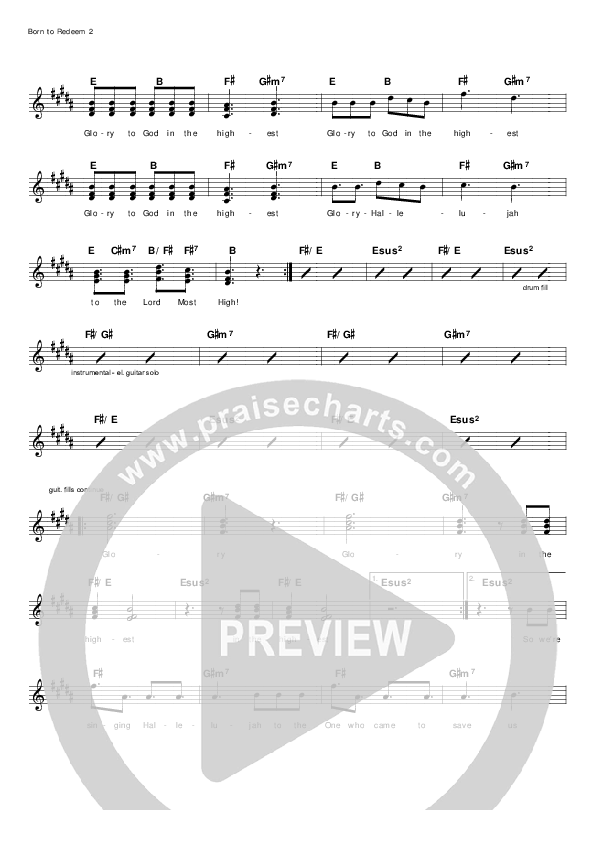 Born To Redeem Lead Sheet (Tomasz Jasinski)