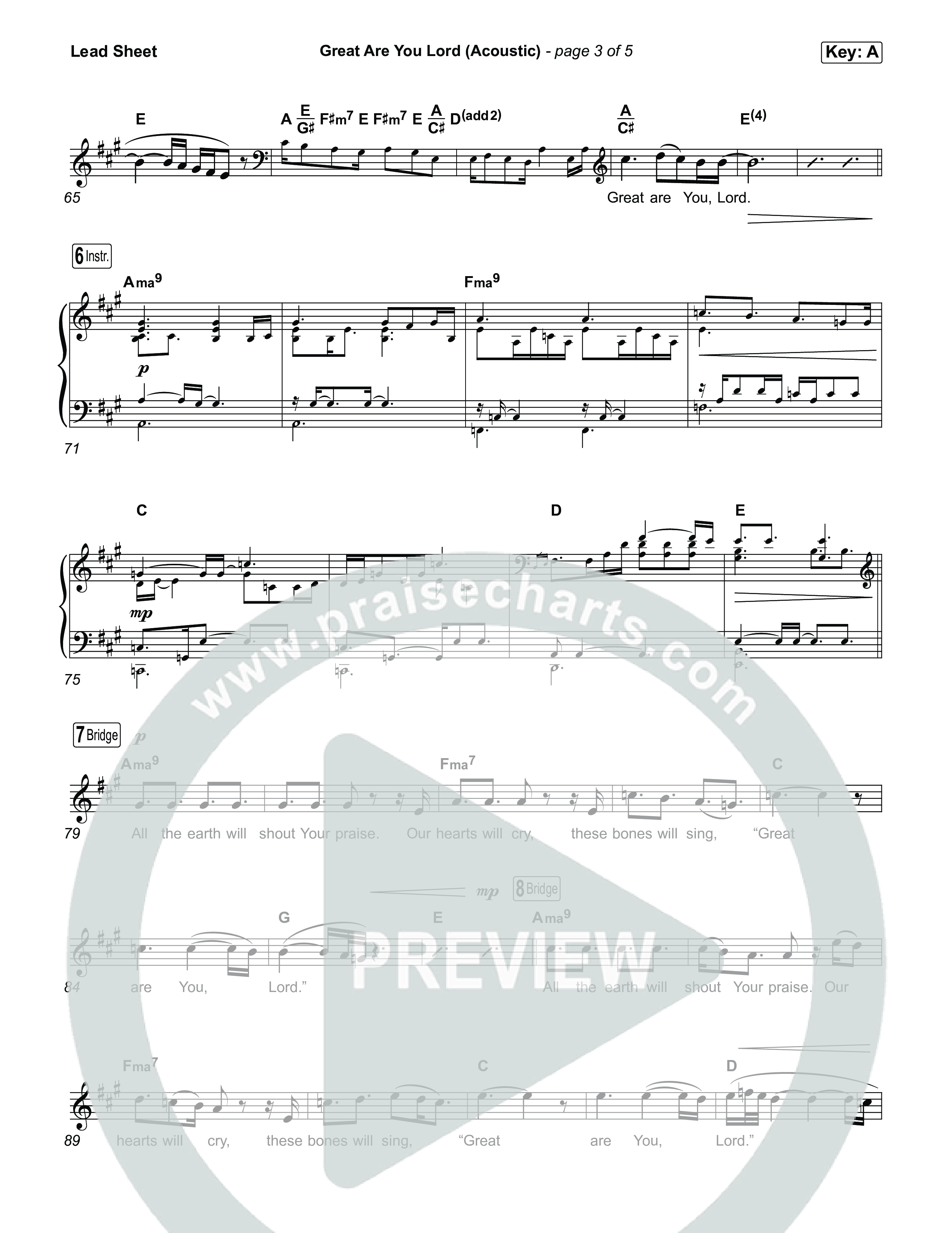 Great Are You Lord (Acoustic) Lead Sheet (Melody) (Clark Beckham)