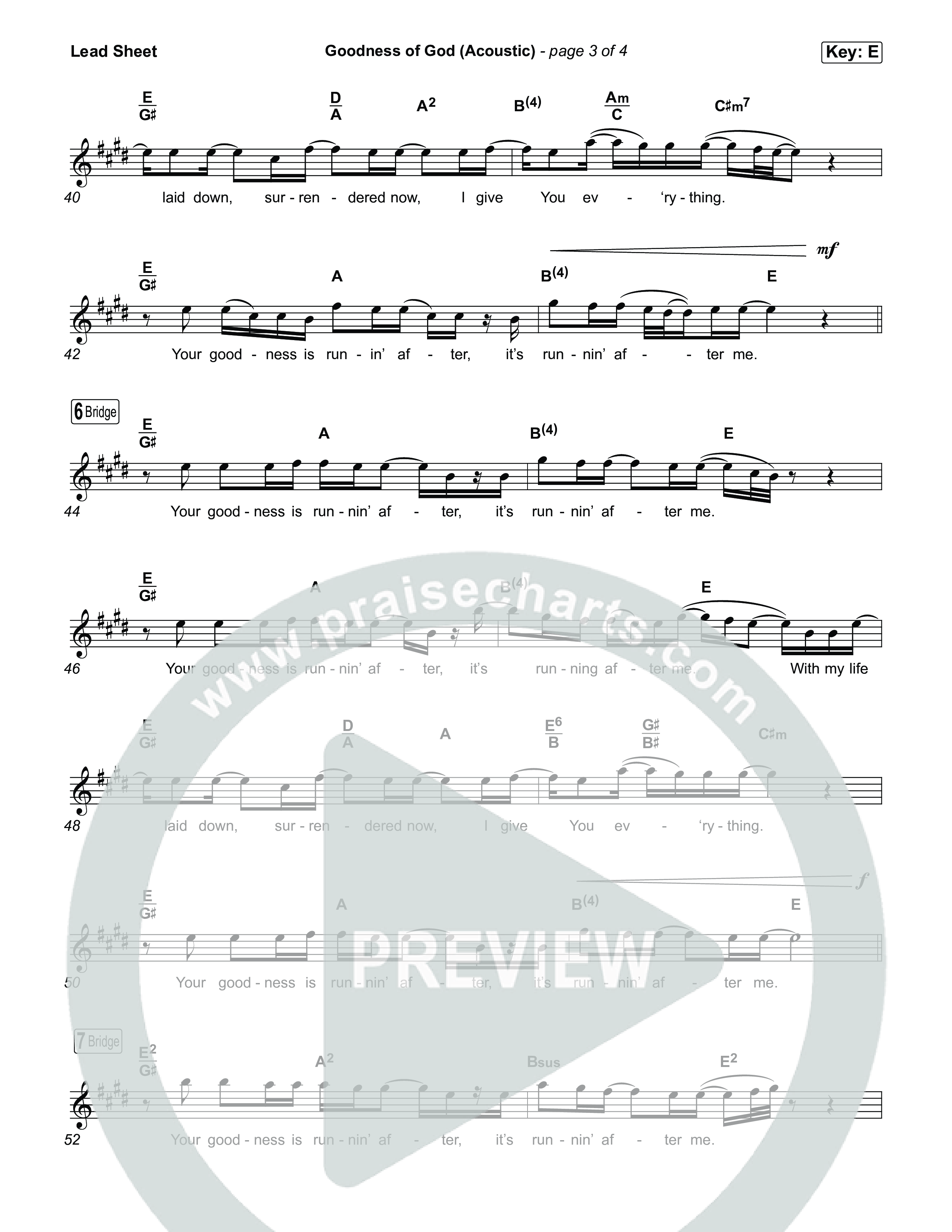 Goodness Of God (Acoustic) Lead Sheet (Melody) (Clark Beckham)