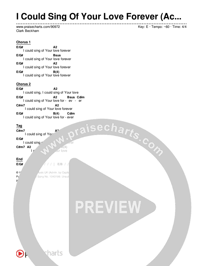 I Could Sing Of Your Love Forever (Acoustic) Chords & Lyrics (Clark Beckham)