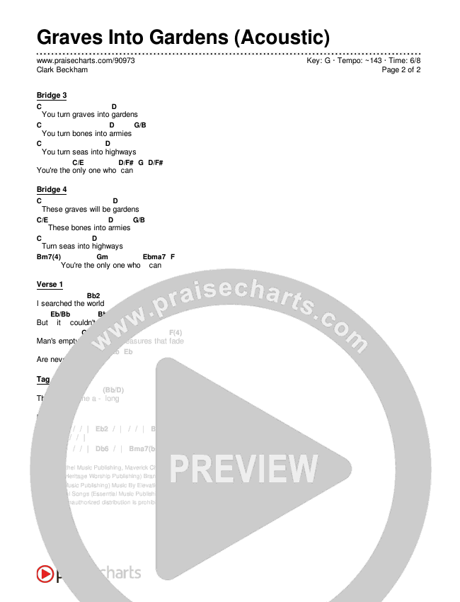 Graves Into Gardens (Acoustic) Chords & Lyrics (Clark Beckham)