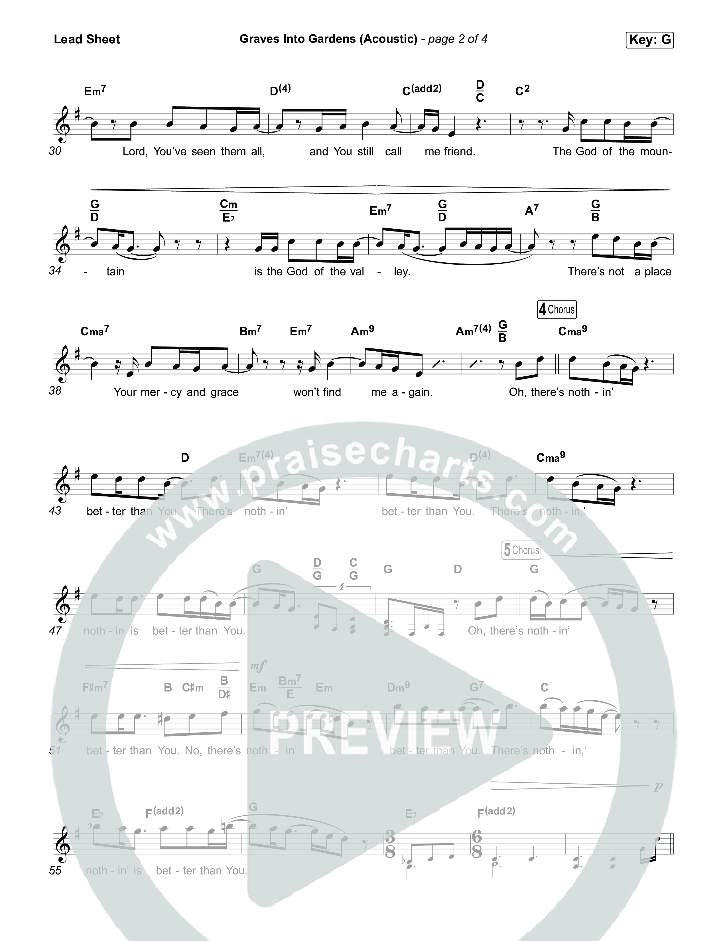 Graves Into Gardens (Acoustic) Lead Sheet (Melody) (Clark Beckham)