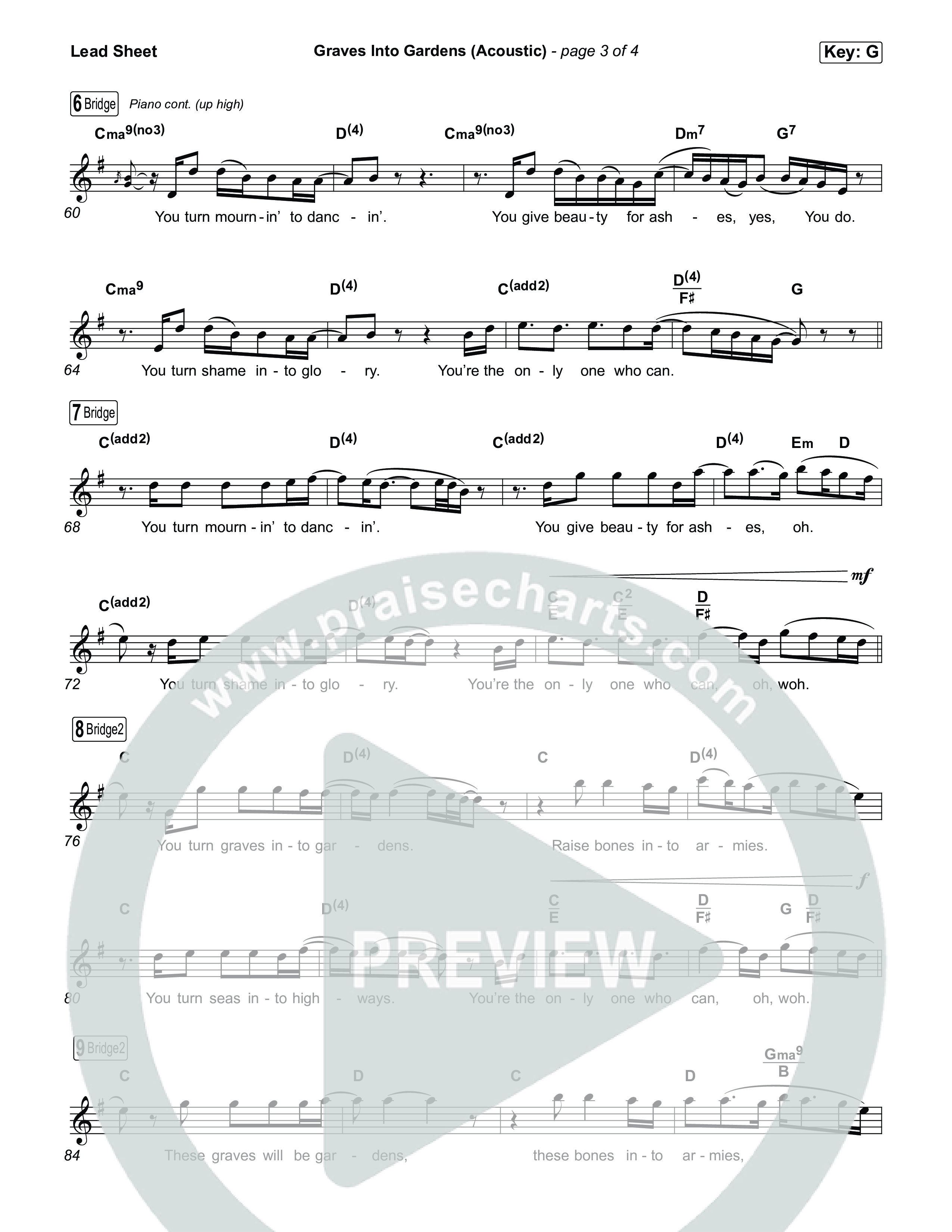 Graves Into Gardens (Acoustic) Lead Sheet (Melody) (Clark Beckham)
