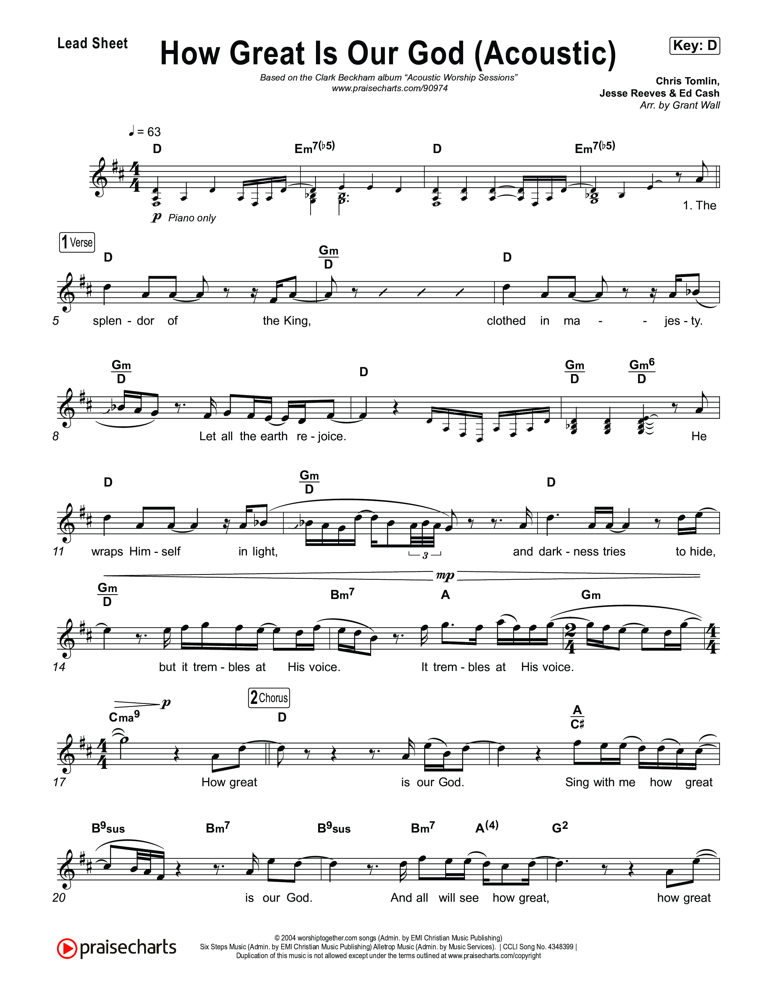 How Great Is Our God (Acoustic) Lead Sheet (Melody) (Clark Beckham)