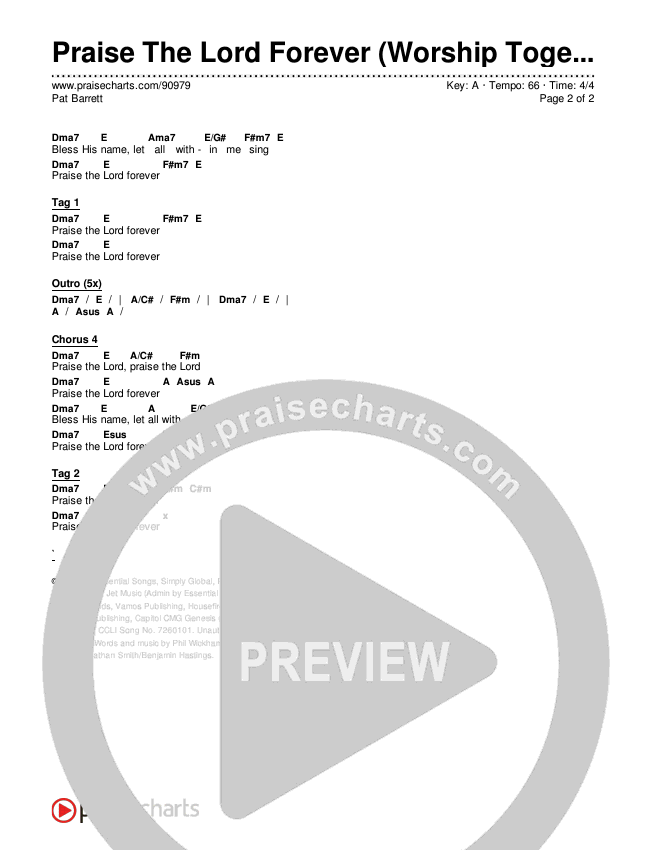 Praise The Lord Forever (Worship Together Sessions) Chords & Lyrics (Pat Barrett)