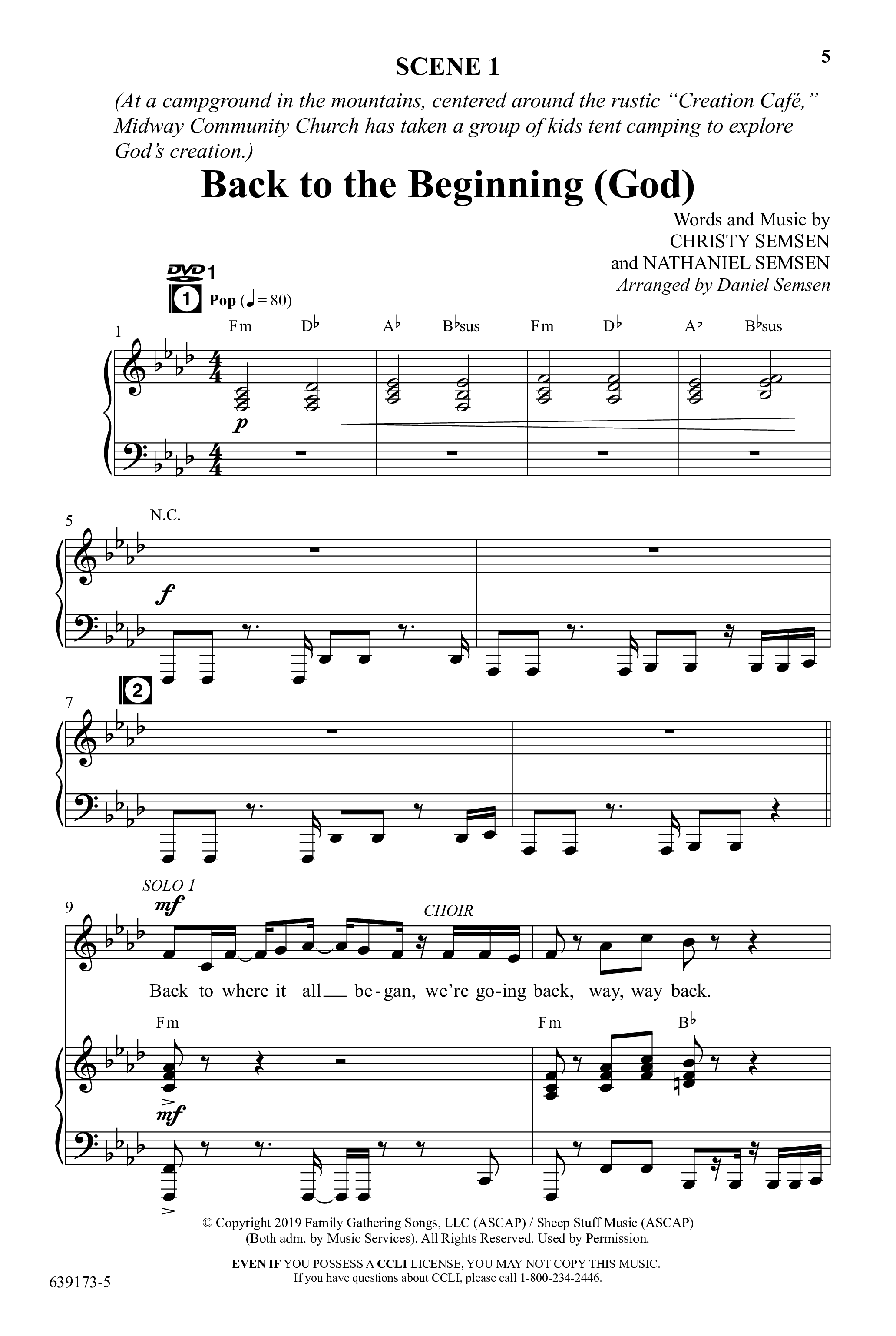 Back To The Beginning (9 Song Choral Collection) Song 1 (Piano SATB) (Arr. Daniel Semsen)