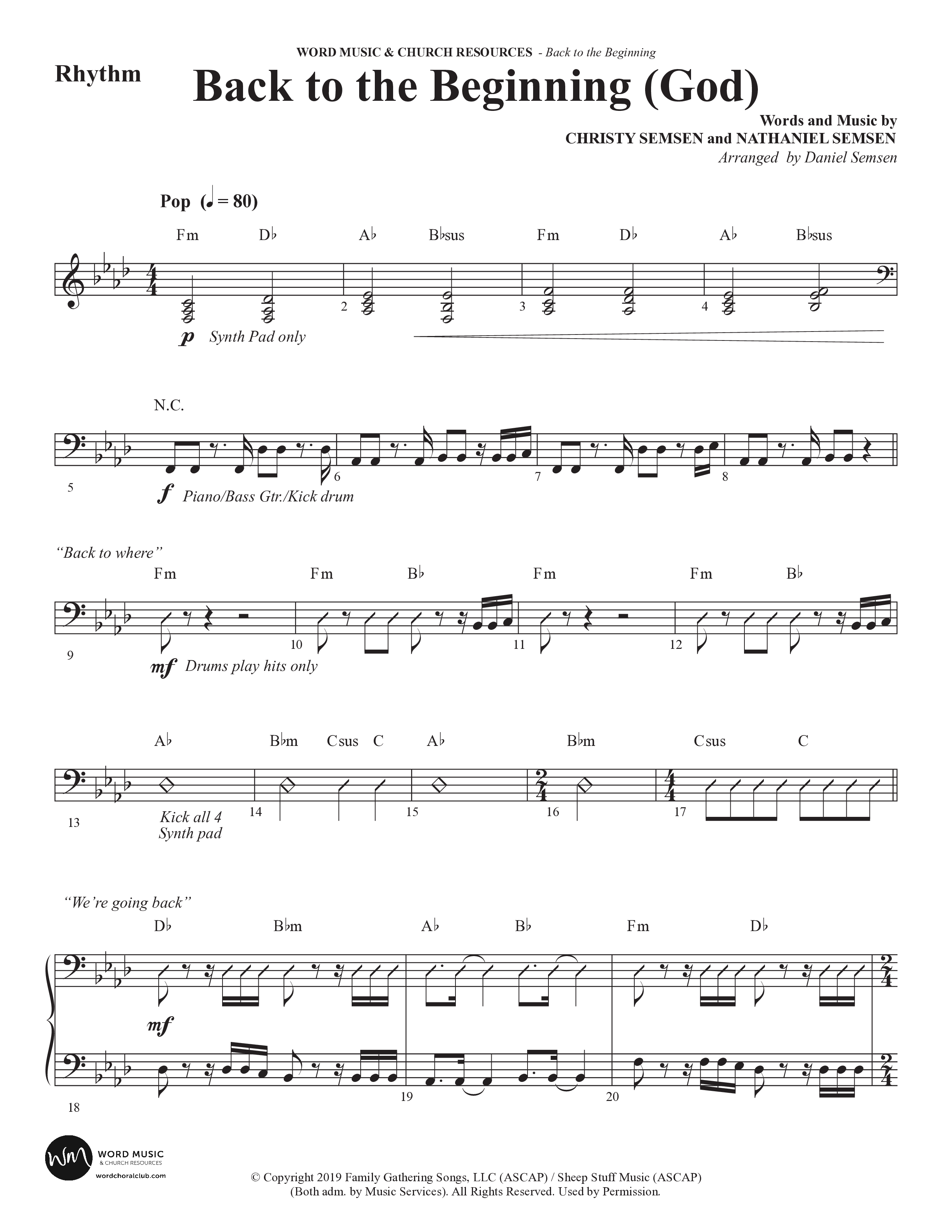 Back To The Beginning (9 Song Choral Collection) Rhythm Collection (Arr. Daniel Semsen)