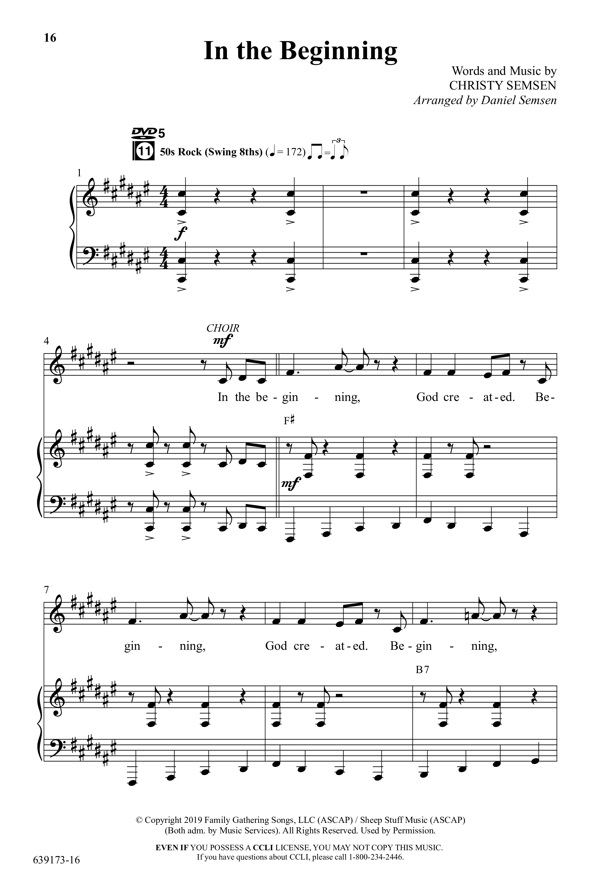 Back To The Beginning (9 Song Choral Collection) Song 2 (Piano SATB) (Arr. Daniel Semsen)