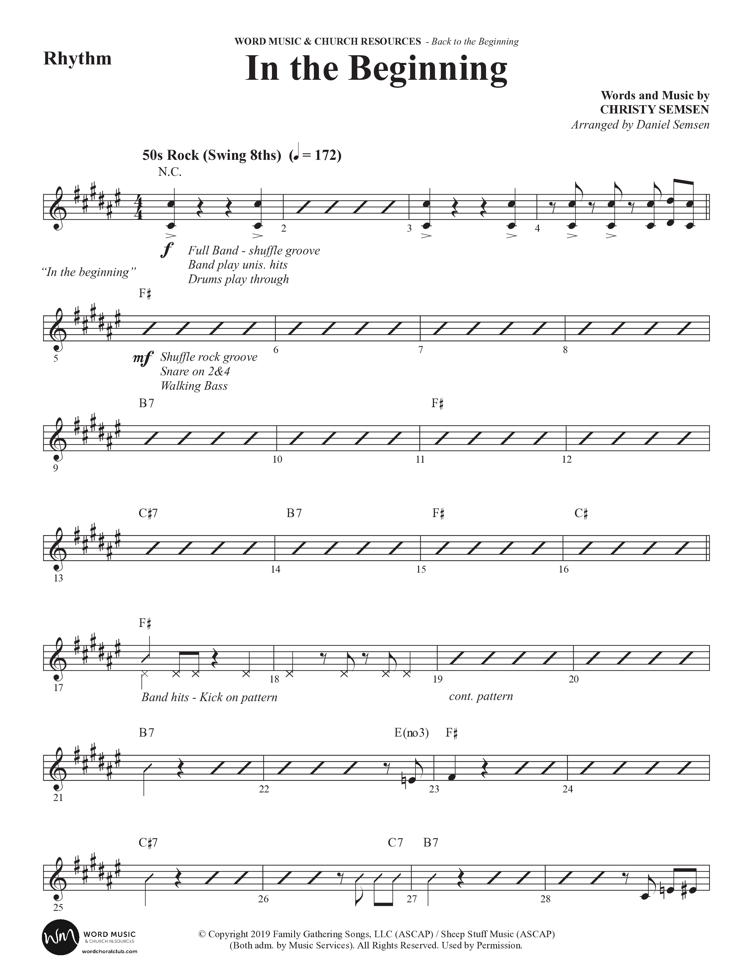 Back To The Beginning (9 Song Choral Collection) Song 2 (Rhythm) (Arr. Daniel Semsen)