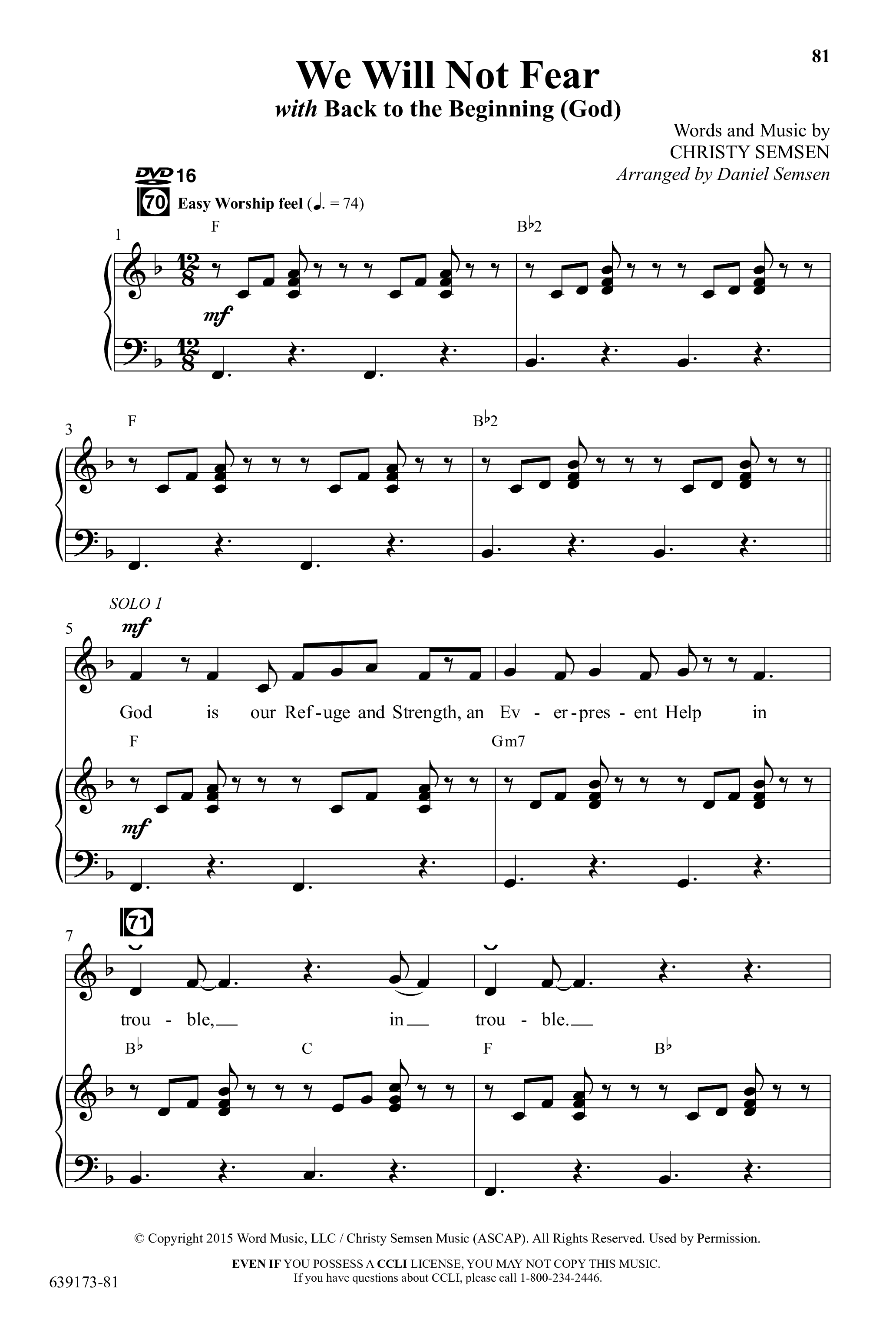 Back To The Beginning (9 Song Choral Collection) Song 8 (Piano SATB) (Arr. Daniel Semsen)