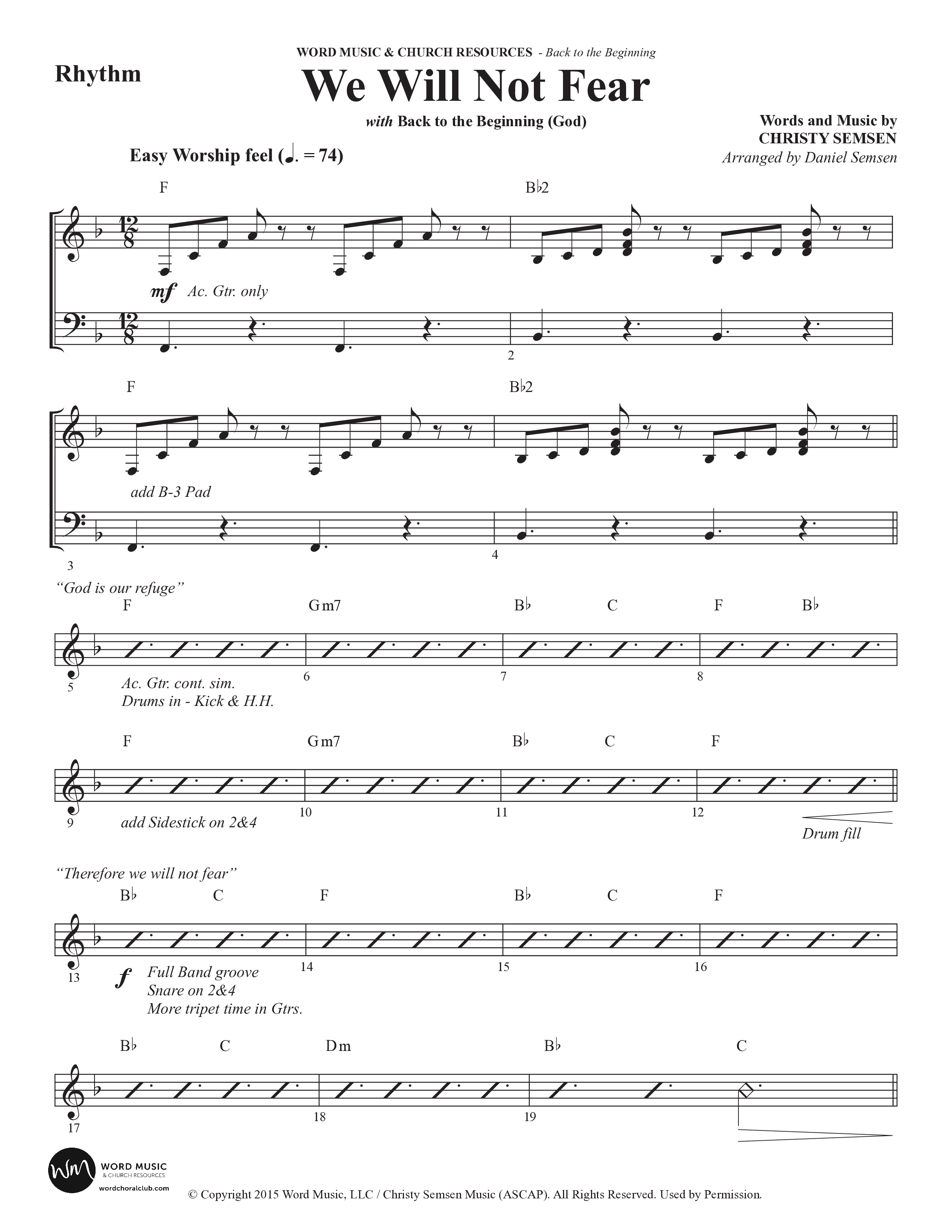Back To The Beginning (9 Song Choral Collection) Song 8 (Rhythm) (Arr. Daniel Semsen)