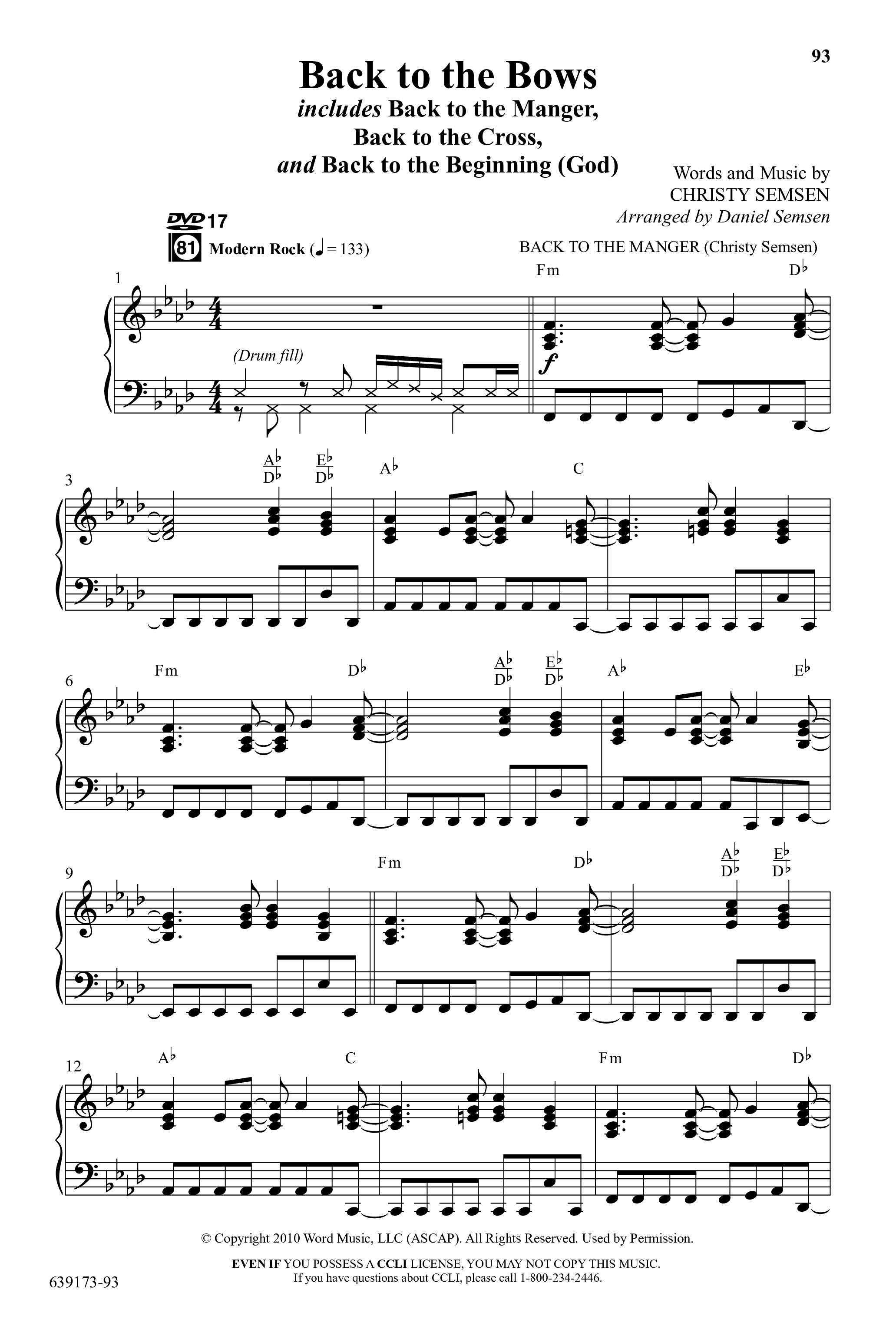 Back To The Beginning (9 Song Choral Collection) Song 9 (Piano SATB) (Arr. Daniel Semsen)