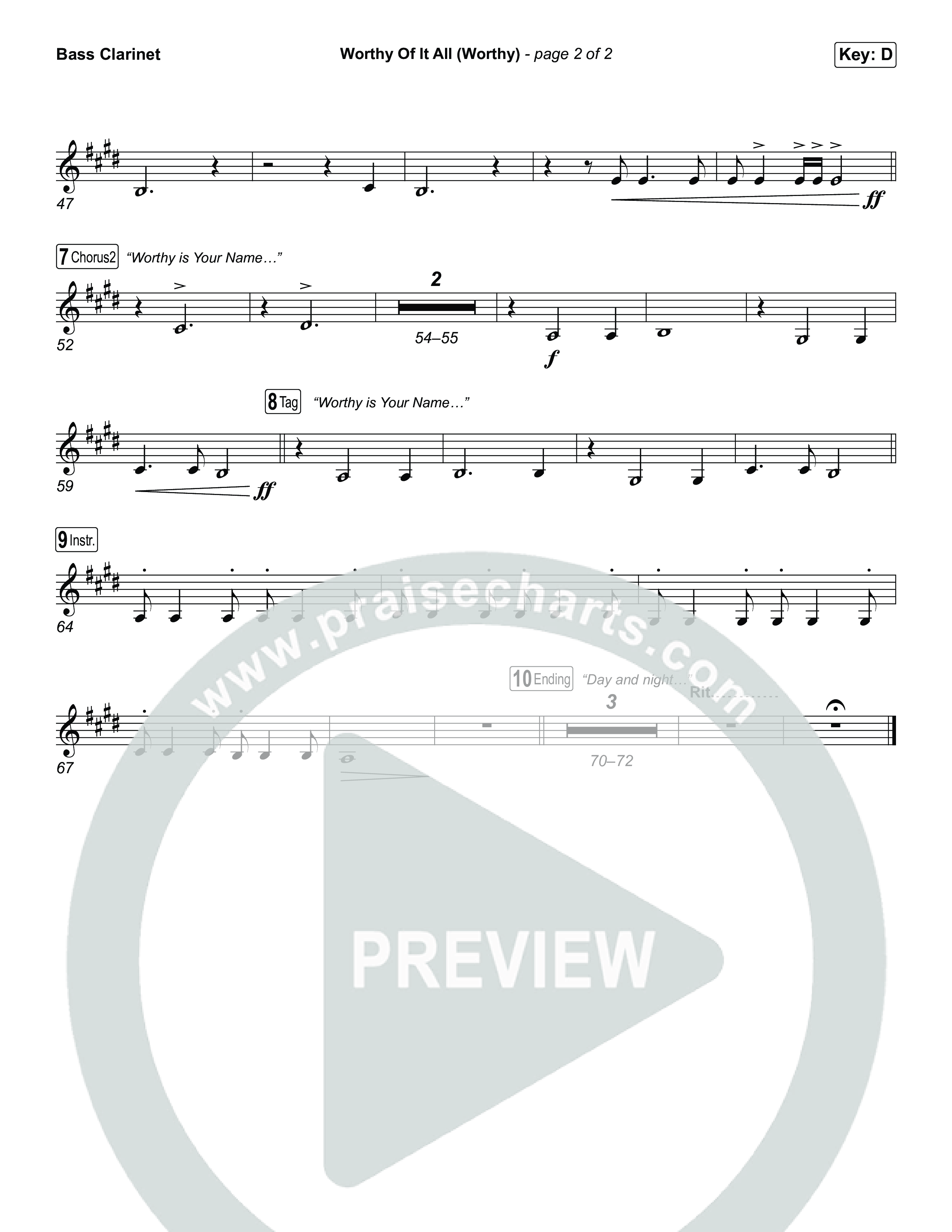 Worthy Of It All (Worthy) Bass Clarinet (CeCe Winans / Cece Winans / Elevation Worship)