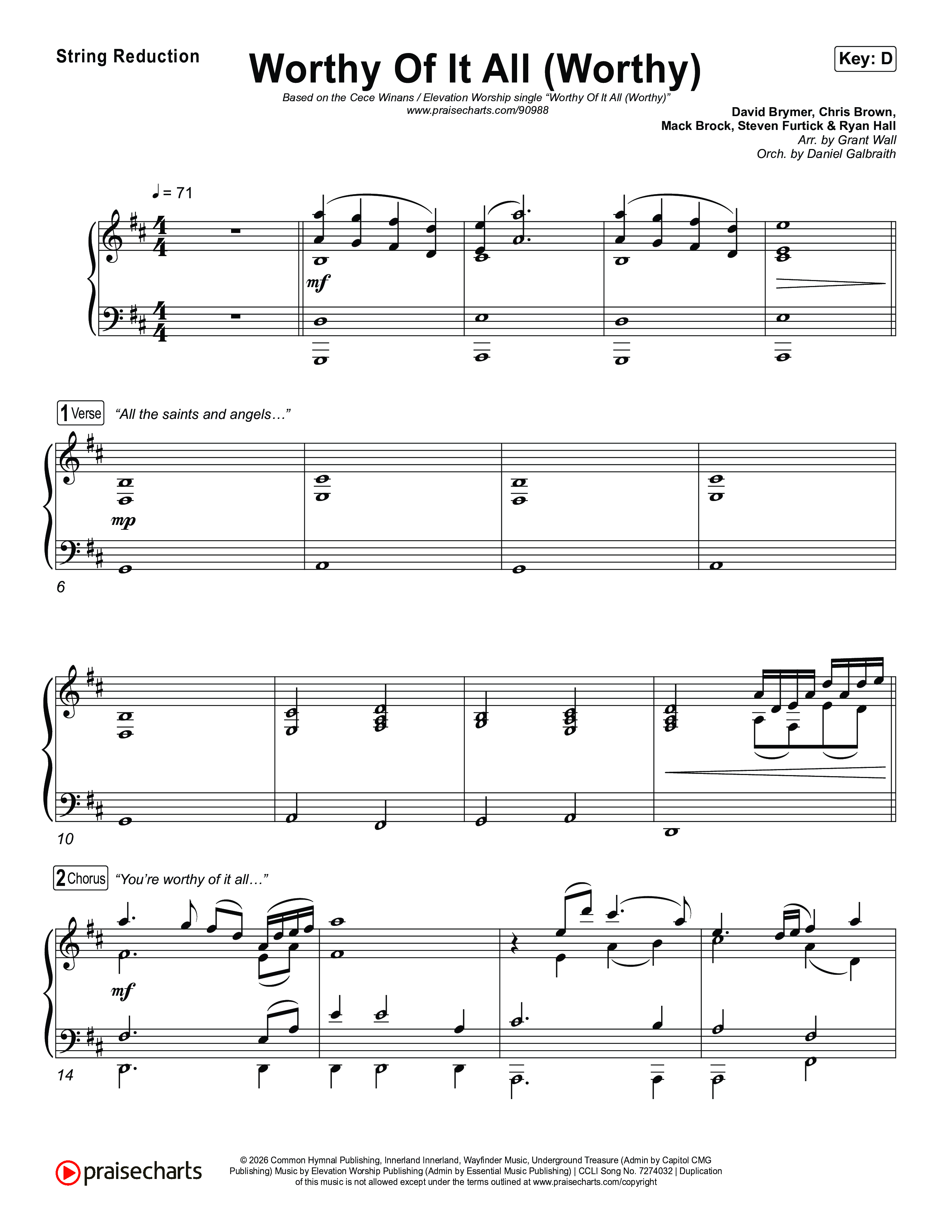 Worthy Of It All (Worthy) String Reduction (CeCe Winans / Cece Winans / Elevation Worship)