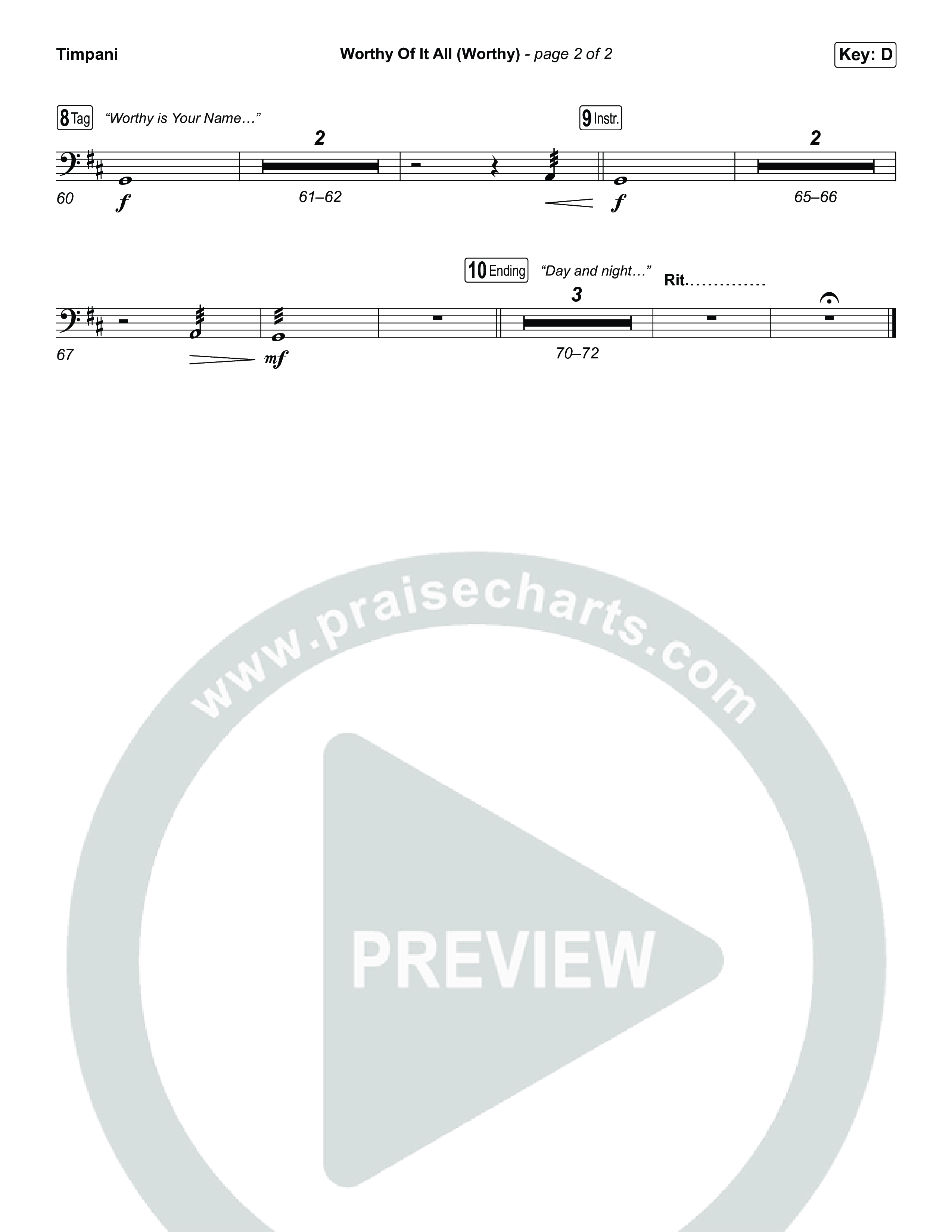 Worthy Of It All (Worthy) Timpani (CeCe Winans / Cece Winans / Elevation Worship)