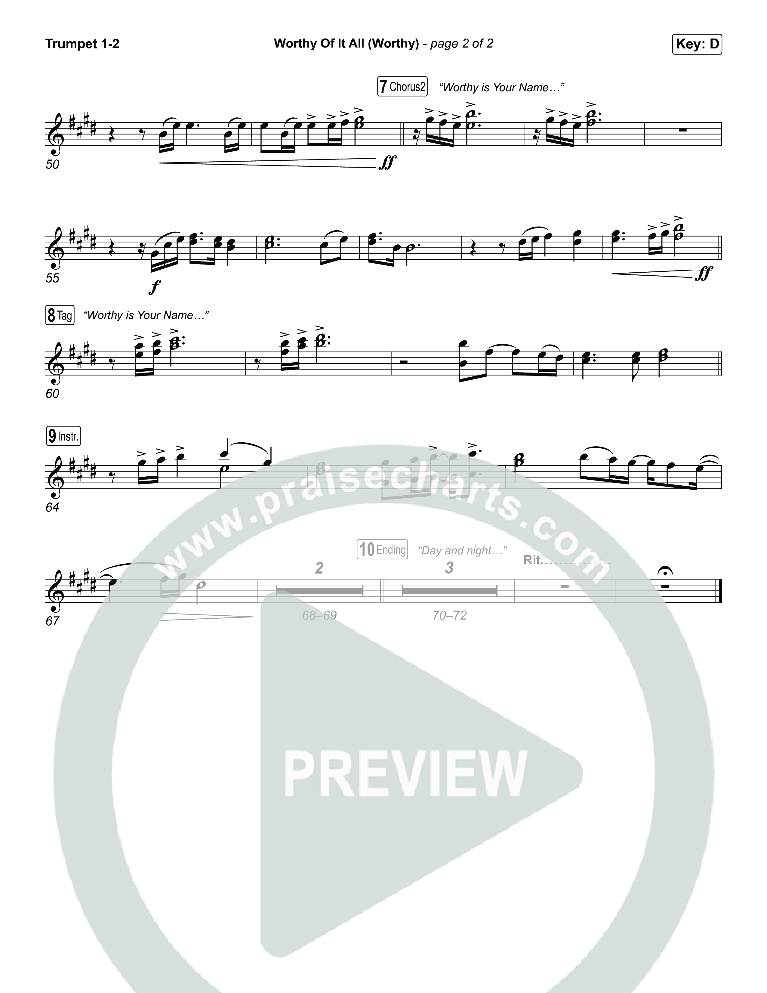 Worthy Of It All (Worthy) Trumpet 1,2 (CeCe Winans / Cece Winans / Elevation Worship)