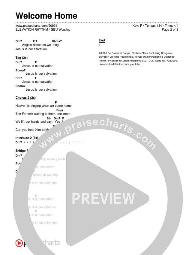 Welcome Home Chords & Lyrics (ELEVATION RHYTHM / SEU Worship)