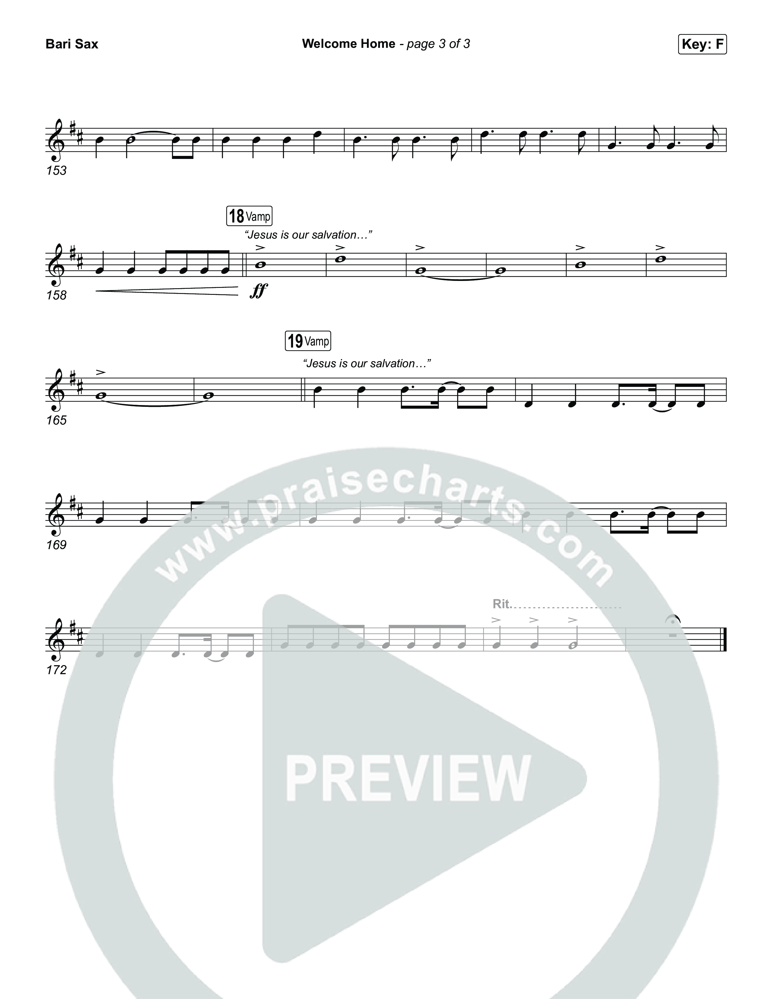 Welcome Home Bari Sax (ELEVATION RHYTHM / SEU Worship)